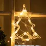 HOMCOM Décoration de Noël LED - décoration Lumineuse de Noël pour fenêtre - Silhouettes Noël pour fenêtre - 18 pièces avec ventouses - Blanc Chaud