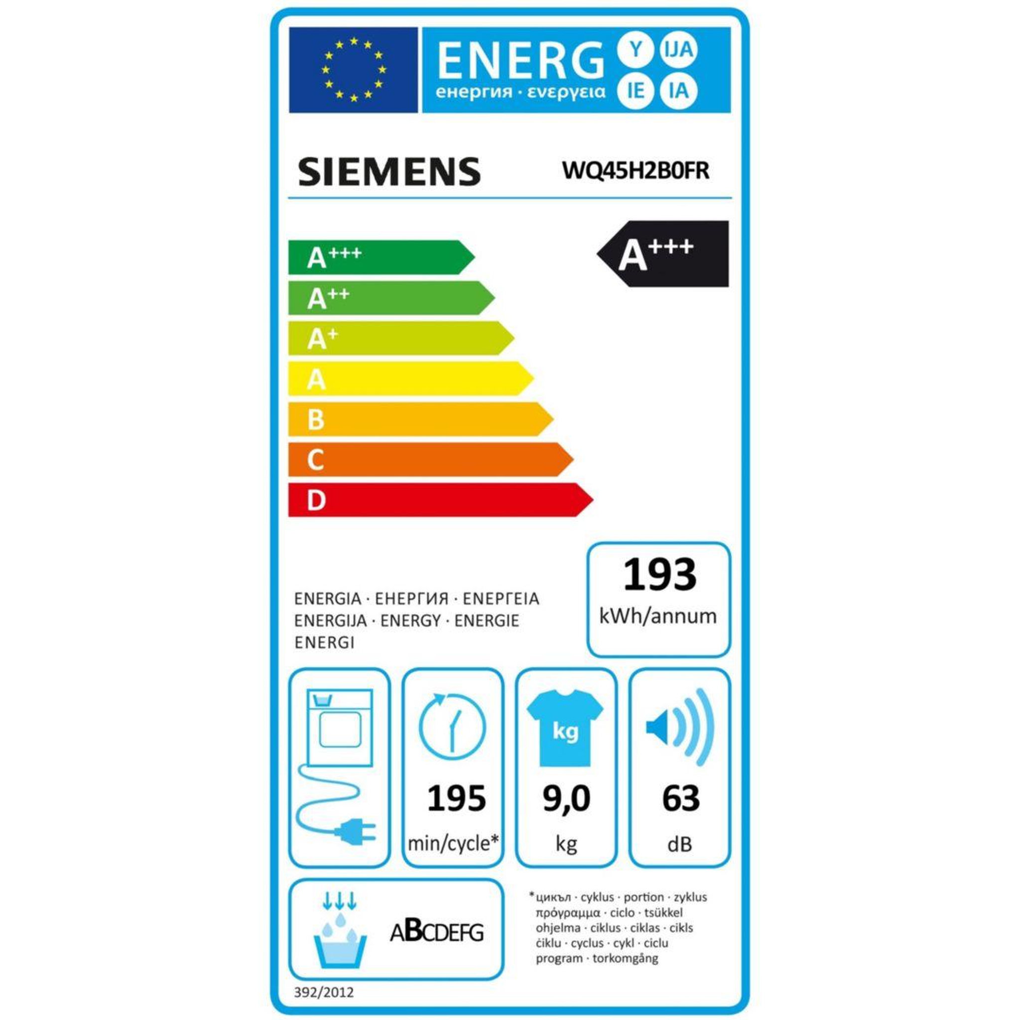 Voir la diapositive 6 : Siemens Sèche linge pompe à chaleur WQ45H2B0FR