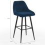 Voir la diapositive 5 : ID MARKET Lot de 4 tabourets de bar THALYA en velours mix color bleu, gris clair, gris foncé, jaune