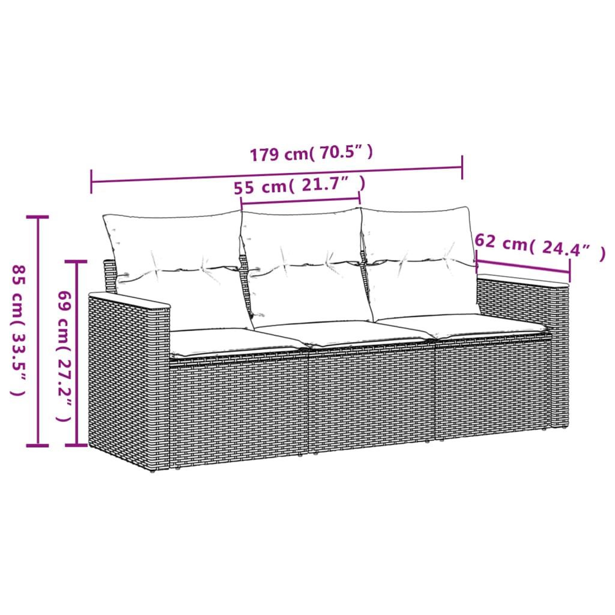 Voir la diapositive 3 : VIDAXL Salon de jardin avec coussins 3 pcs gris resine tressee