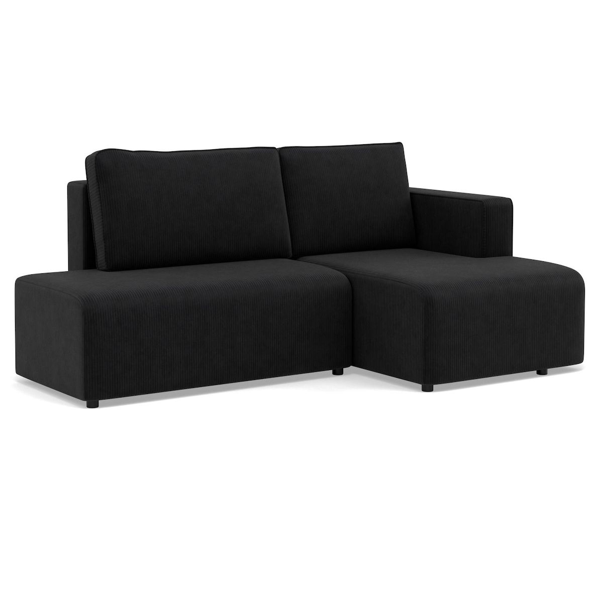 BEST MOBILIER Topaze - canapé d'angle droit 4 places convertible avec coffre en velours côtelé