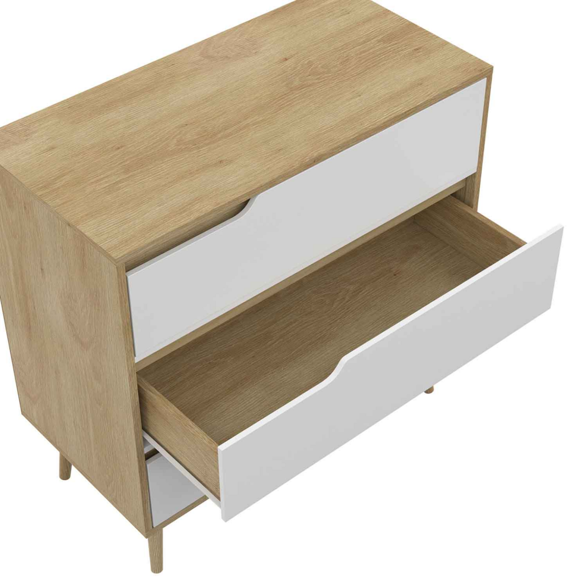 ID MARKET Commode 3 tiroirs HELSINKI 80 cm scandinave bois et blanc
