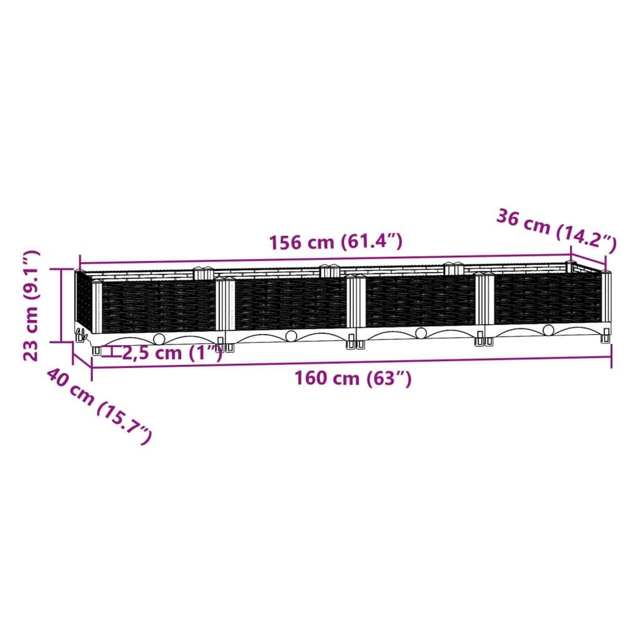 Voir la diapositive 6 : VIDAXL Lit sureleve 160x40x23 cm Polypropylene