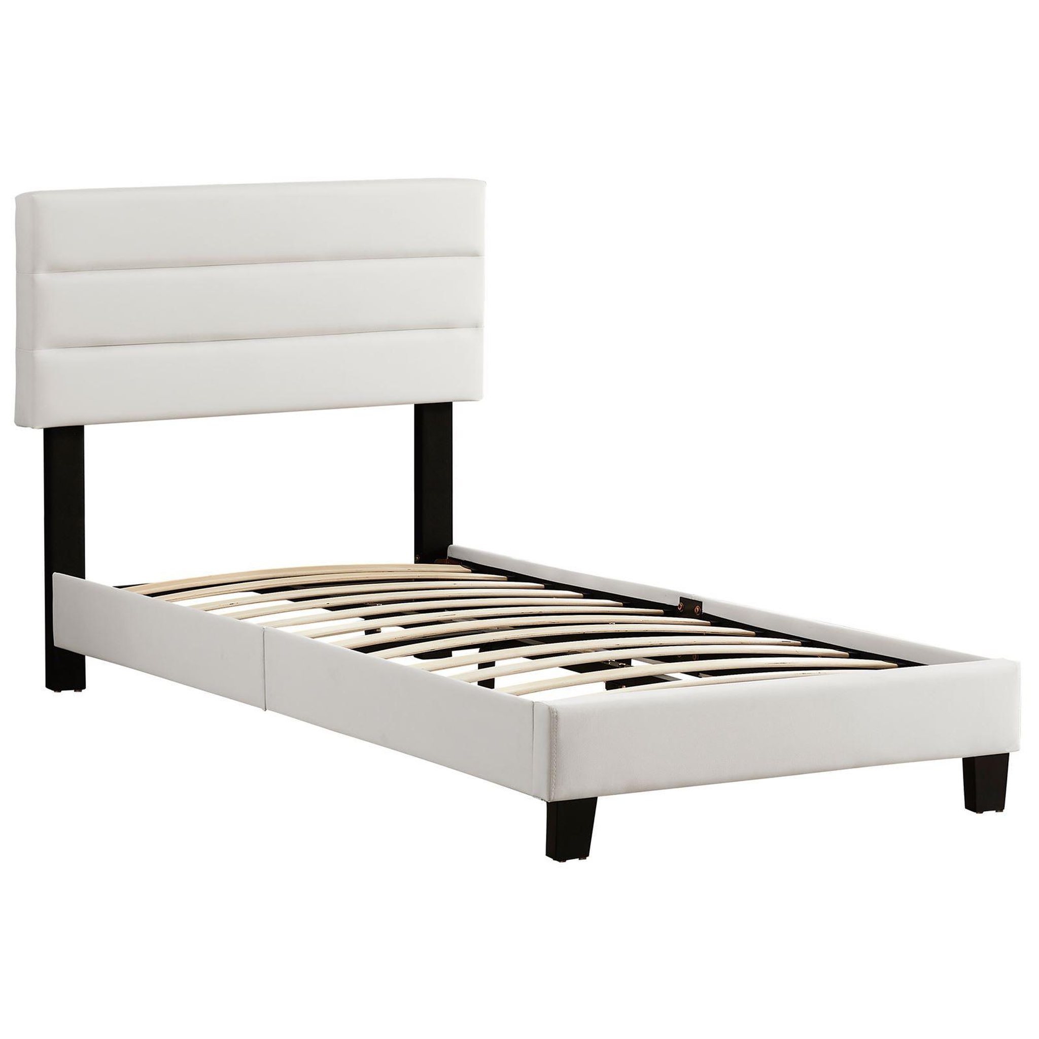 Voir la diapositive 4 : IDIMEX Lit 1 place hudson, 90 x 190 cm, capitonné avec sommier, revêtement synthétique