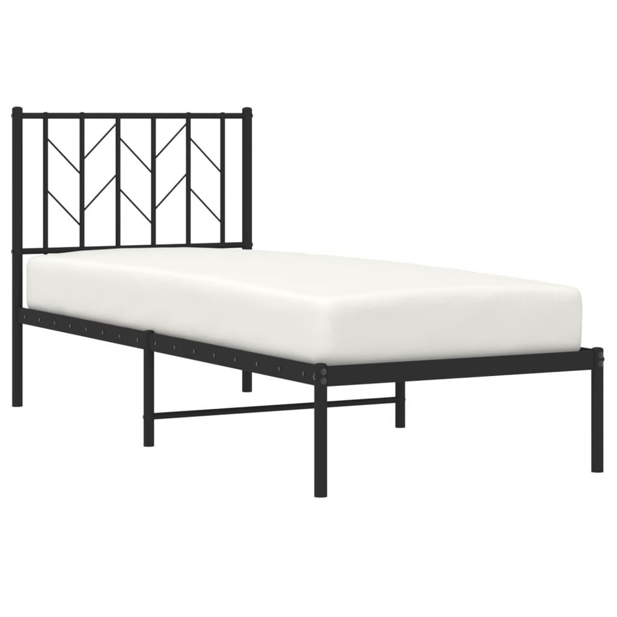 Voir la diapositive 3 : VIDAXL Cadre de lit metal sans matelas avec tete de lit noir 75x190 cm