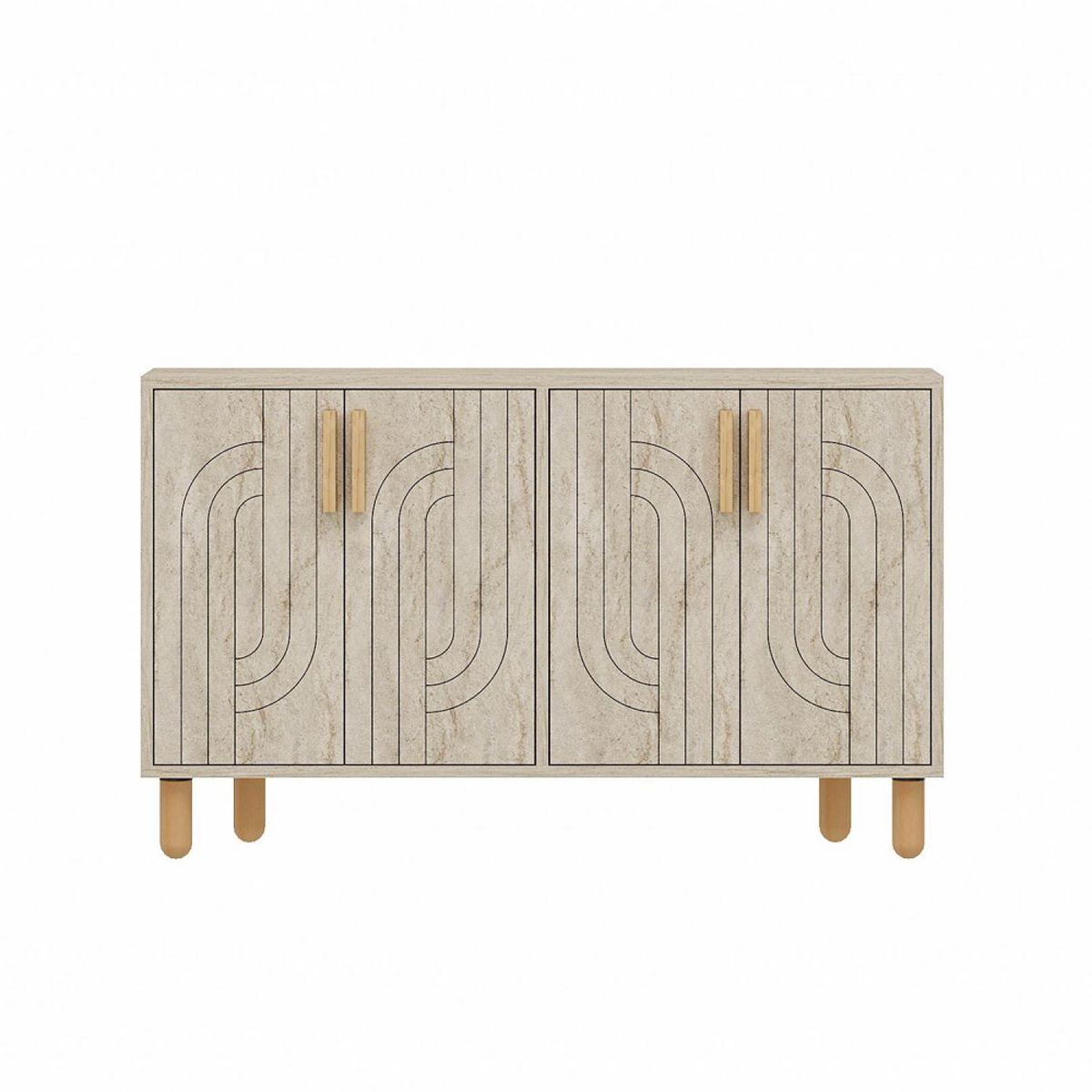 CONCEPT USINE Buffet à 4 portes effet travertin nervuré 120x73cm RODY