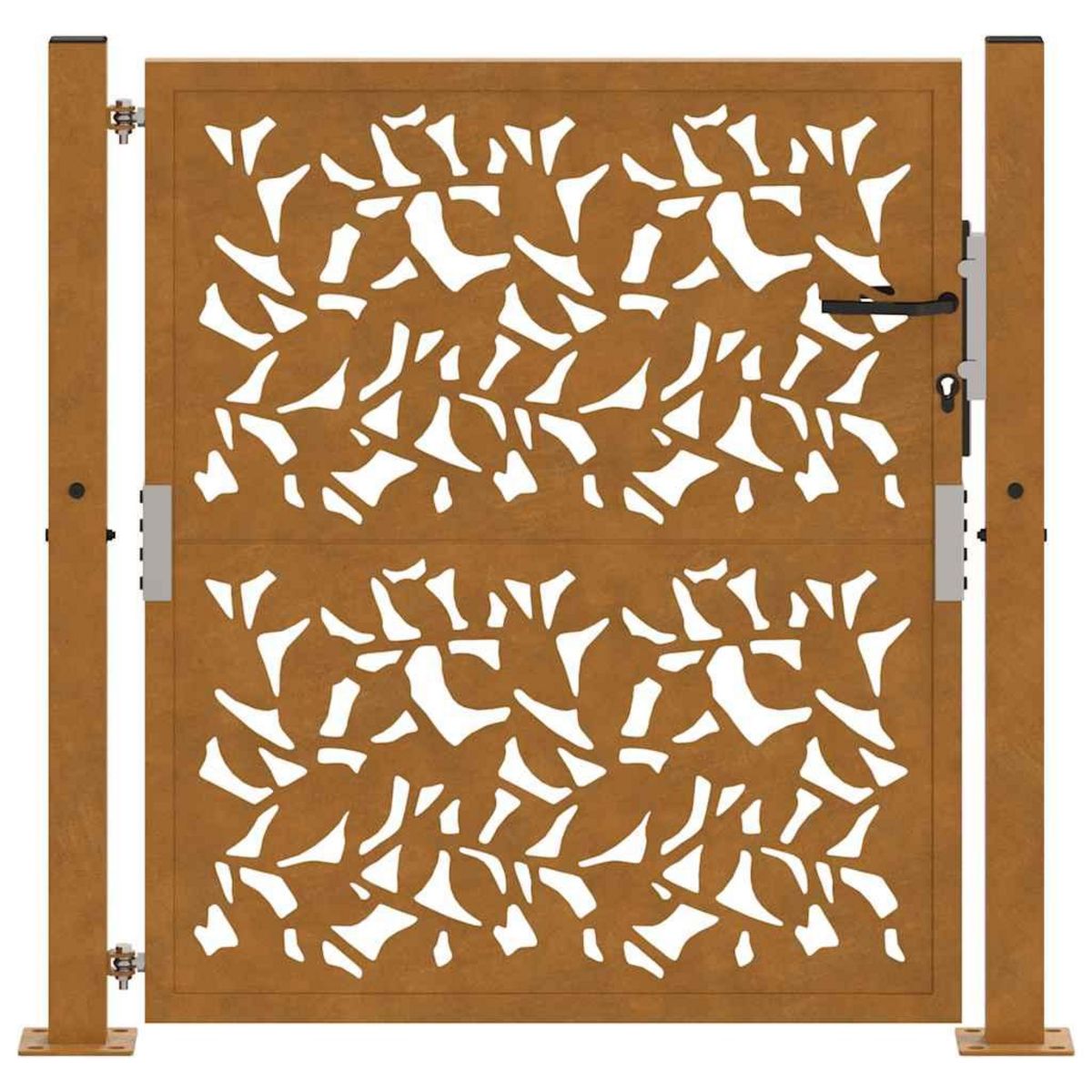 VIDAXL Porte de jardin acier resistant aux intemperies design feuilles