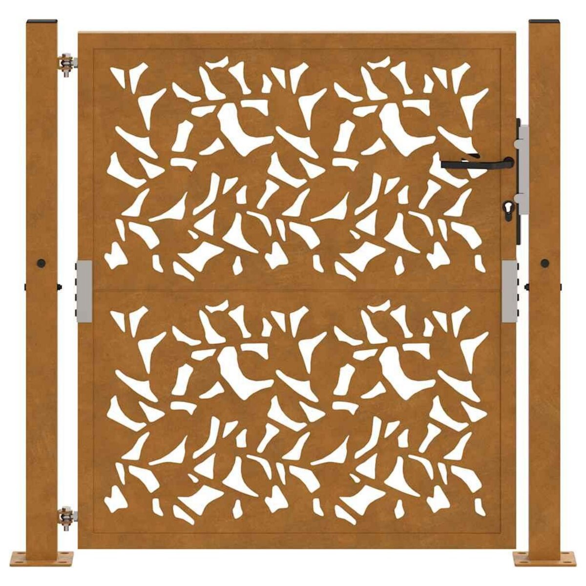 VIDAXL Porte de jardin acier resistant aux intemperies design feuilles