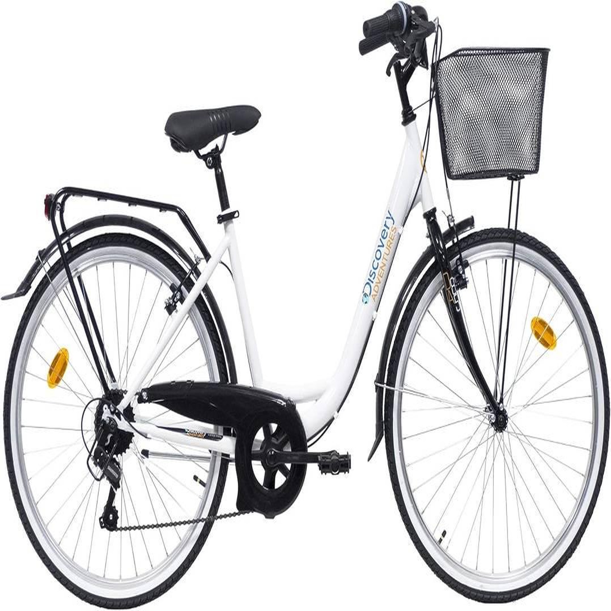 DISCOVERY ADVENTURES Vélo de ville 26'' Retro Femme  Discovery Adventures  équipé de 6 Vitesses Shimano et équipement Complet City avec panier.