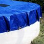 Tecplast Bâche piscine ronde - diamètre 420 cm pour piscine de 360 cm de diamètre - couleur bleue et verte - 140g/m2 - filet d'écoulement
