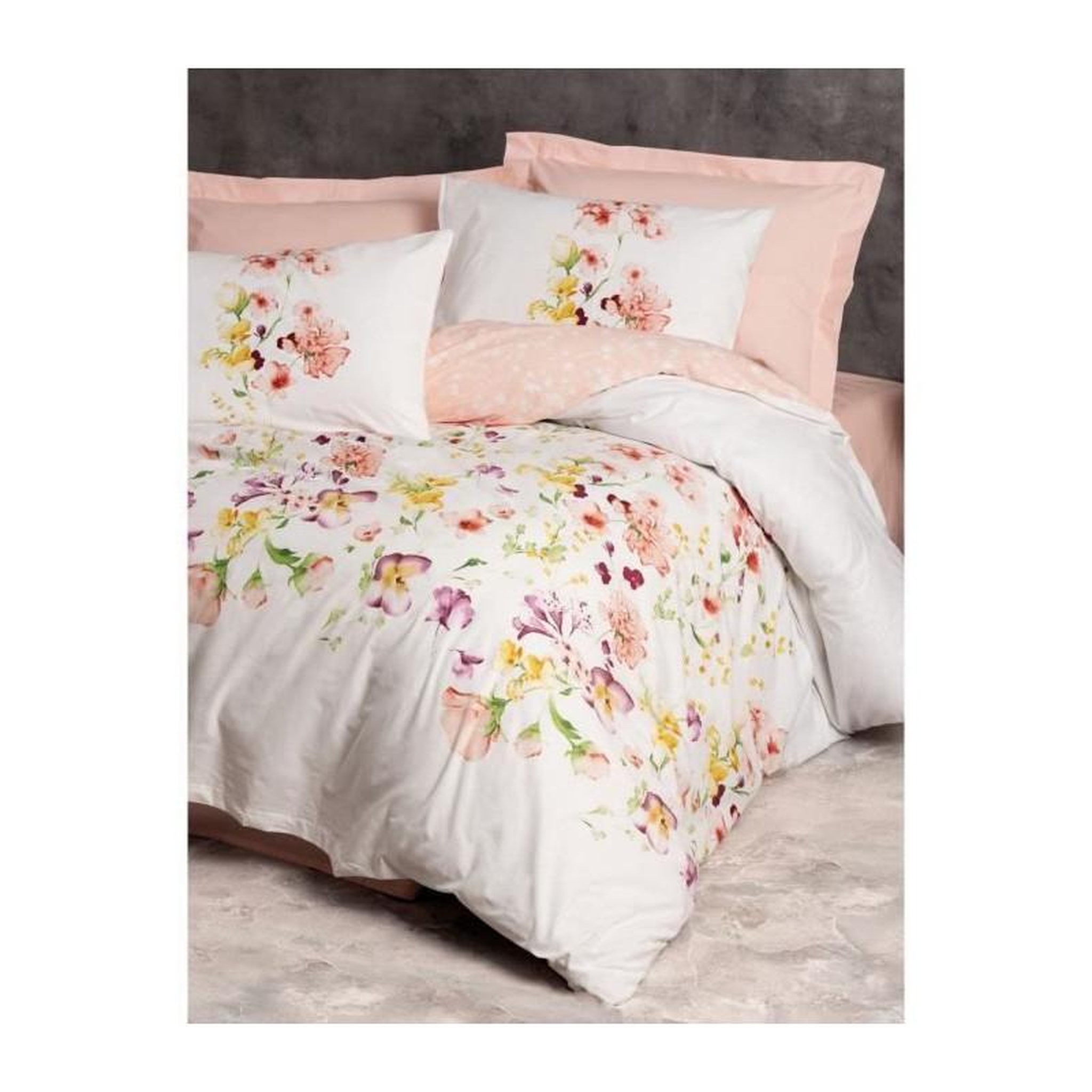 Voir la diapositive 4 : GENERIQUE Parure de lit - 129CTN64416 - 1 housse de couette 220 x 240 cm + 2 taies d'oreiller 60 x 60 cm - 100% coton ranforcé - Blanc