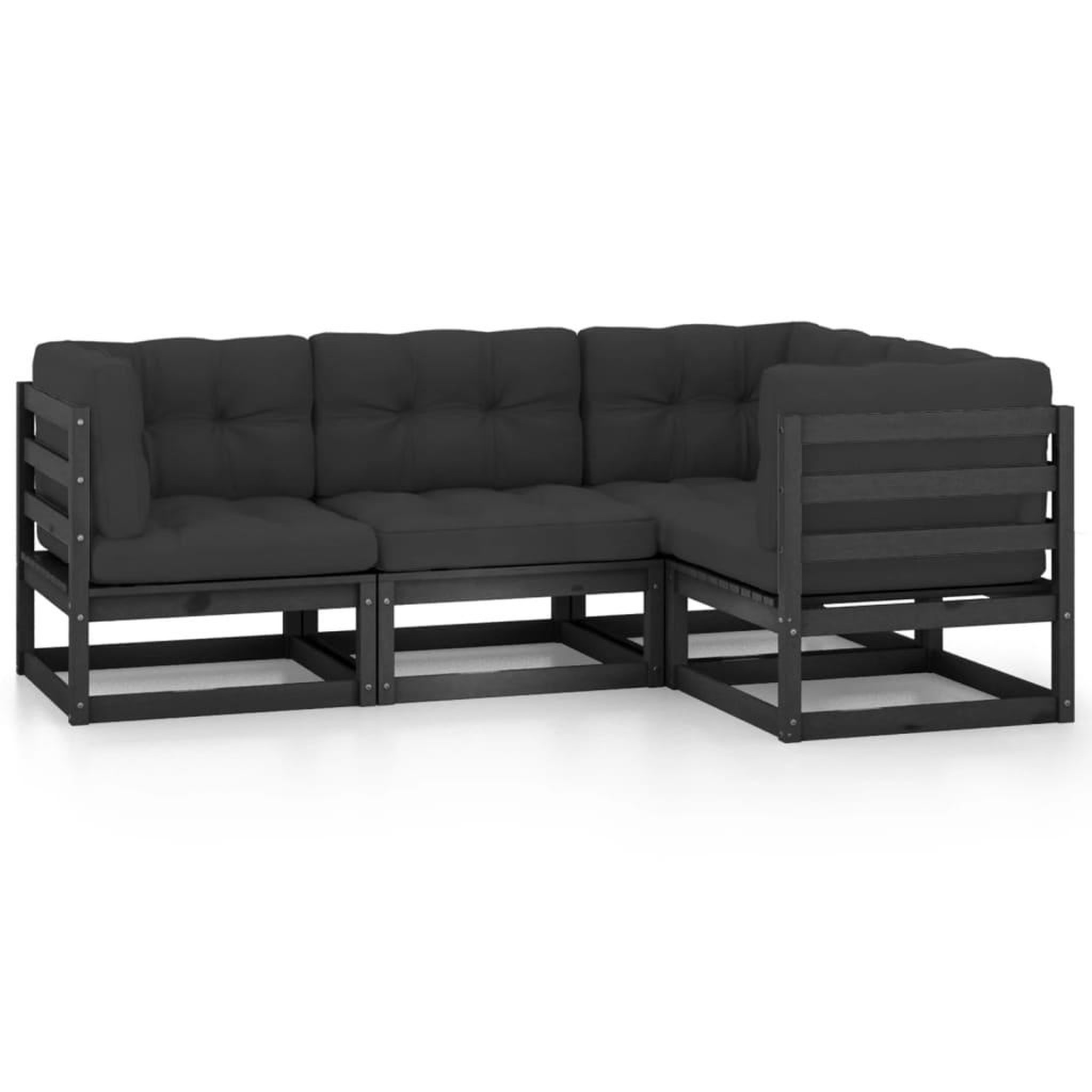 Voir la diapositive 2 : VIDAXL Salon de jardin 4 pcs avec coussins Bois de pin massif