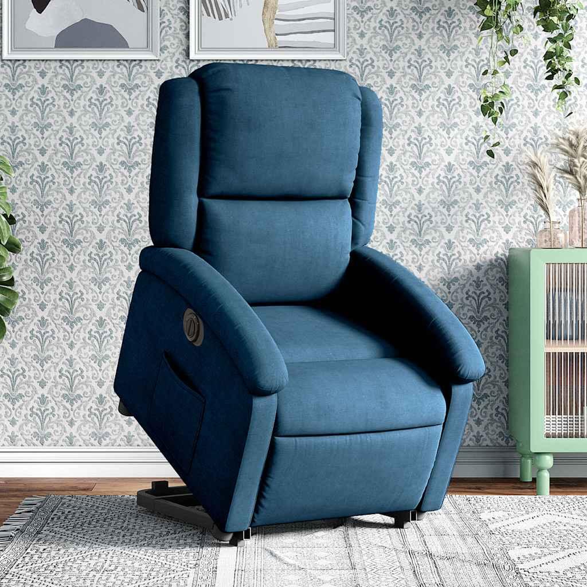 VIDAXL Fauteuil inclinable electrique bleu velours