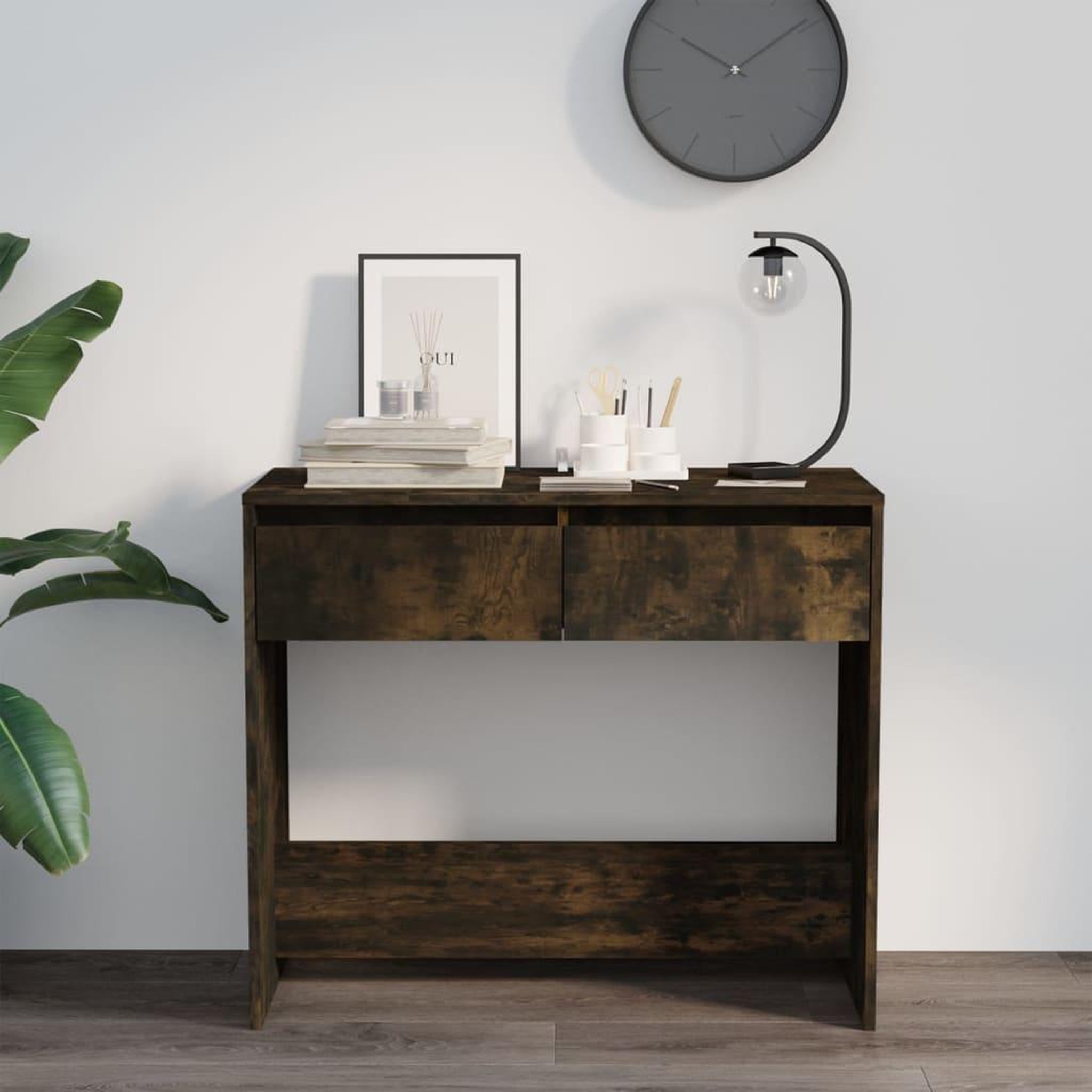 Voir la diapositive 3 : VIDAXL Table console chene fume 89x41x76,5 cm bois d'ingenierie