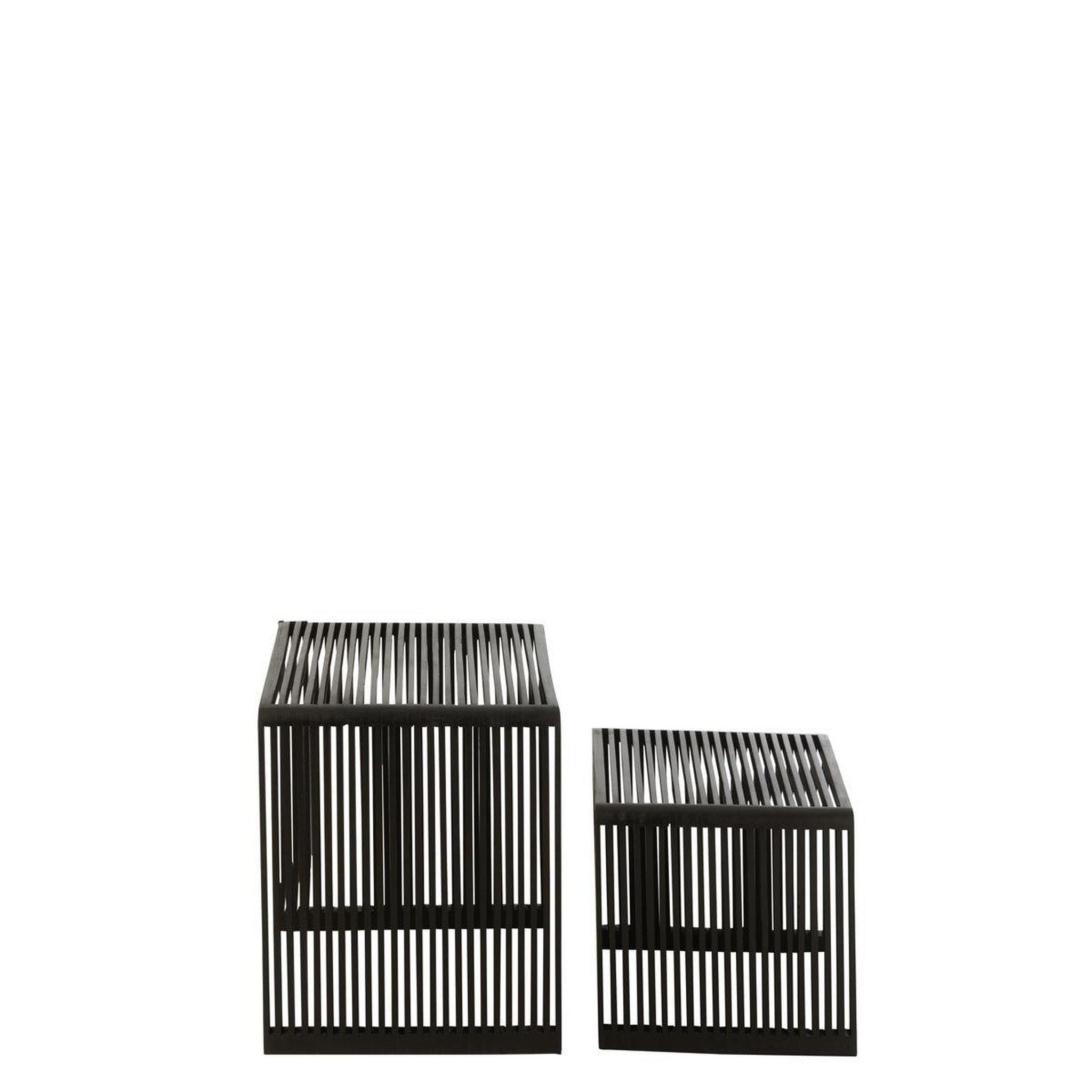 Voir la diapositive 3 : J-LINE Lot de 2 tables basses en bois  teck  50cm noir