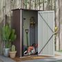 Voir la diapositive 2 : OUTSUNNY Abri de jardin - remise pour outils - cabanon porte verrouillable - dim. 142L x 84l x 189H cm - tôle d'acier marron blanc