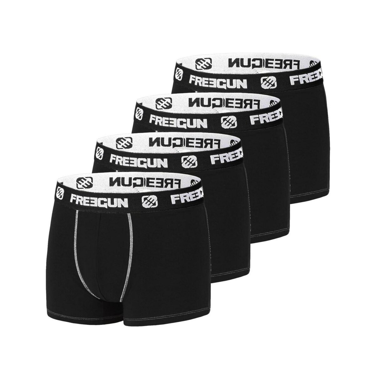 FREEGUN Lot de 4 Boxers homme coton Noir pas cher Auchan