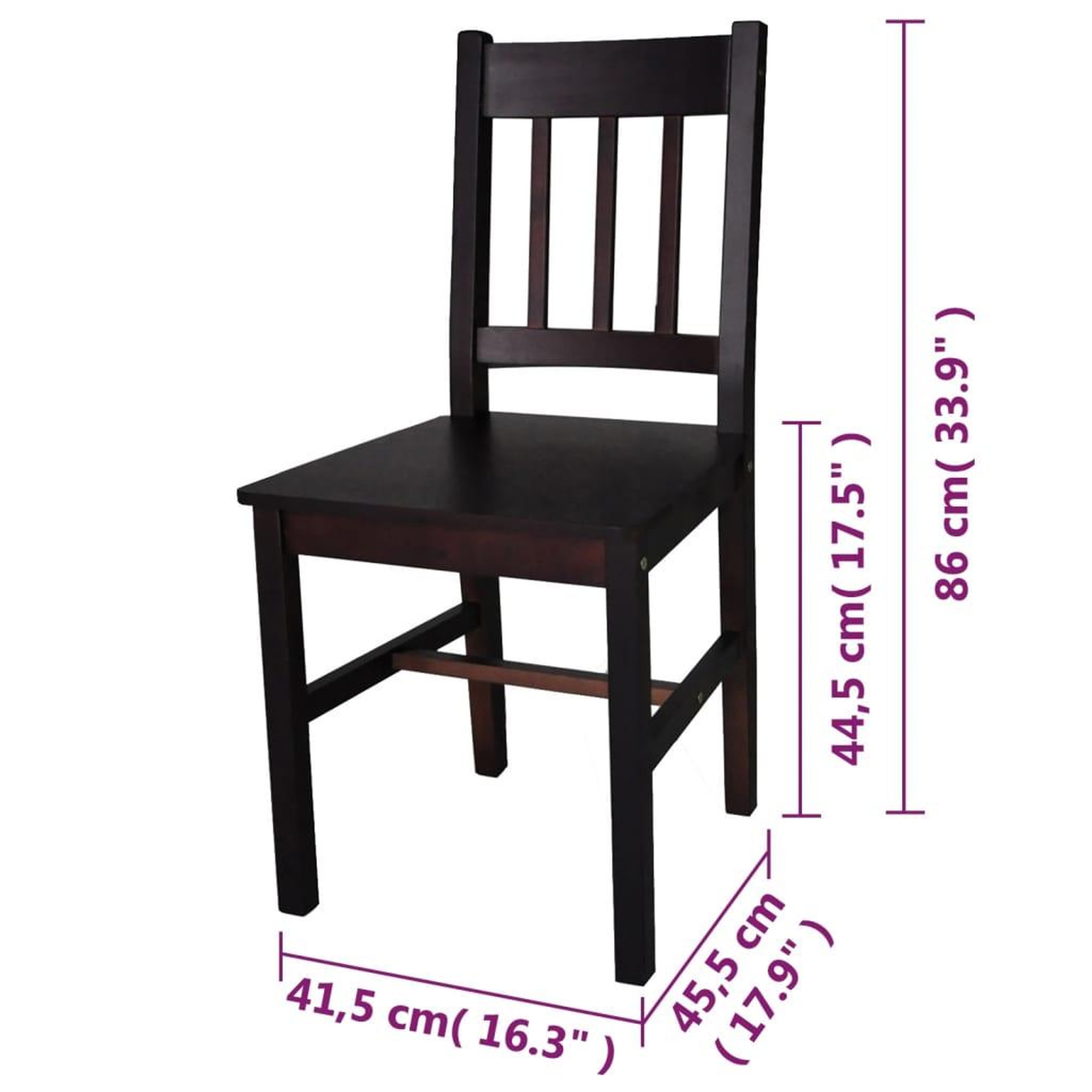 Voir la diapositive 6 : VIDAXL Chaises a manger lot de 6 marron fonce pinede