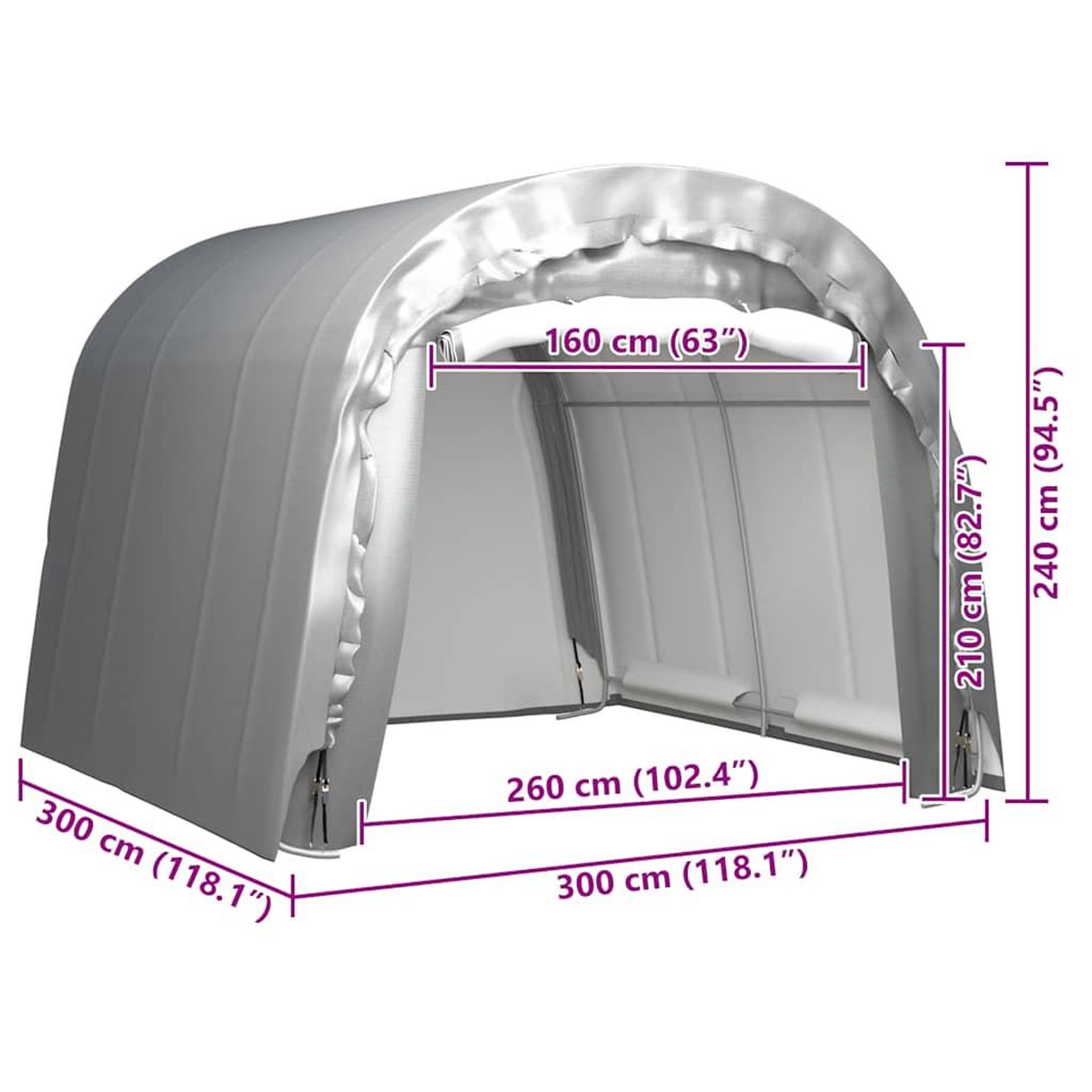 Voir la diapositive 5 : VIDAXL Tente de rangement 300x300 cm acier gris