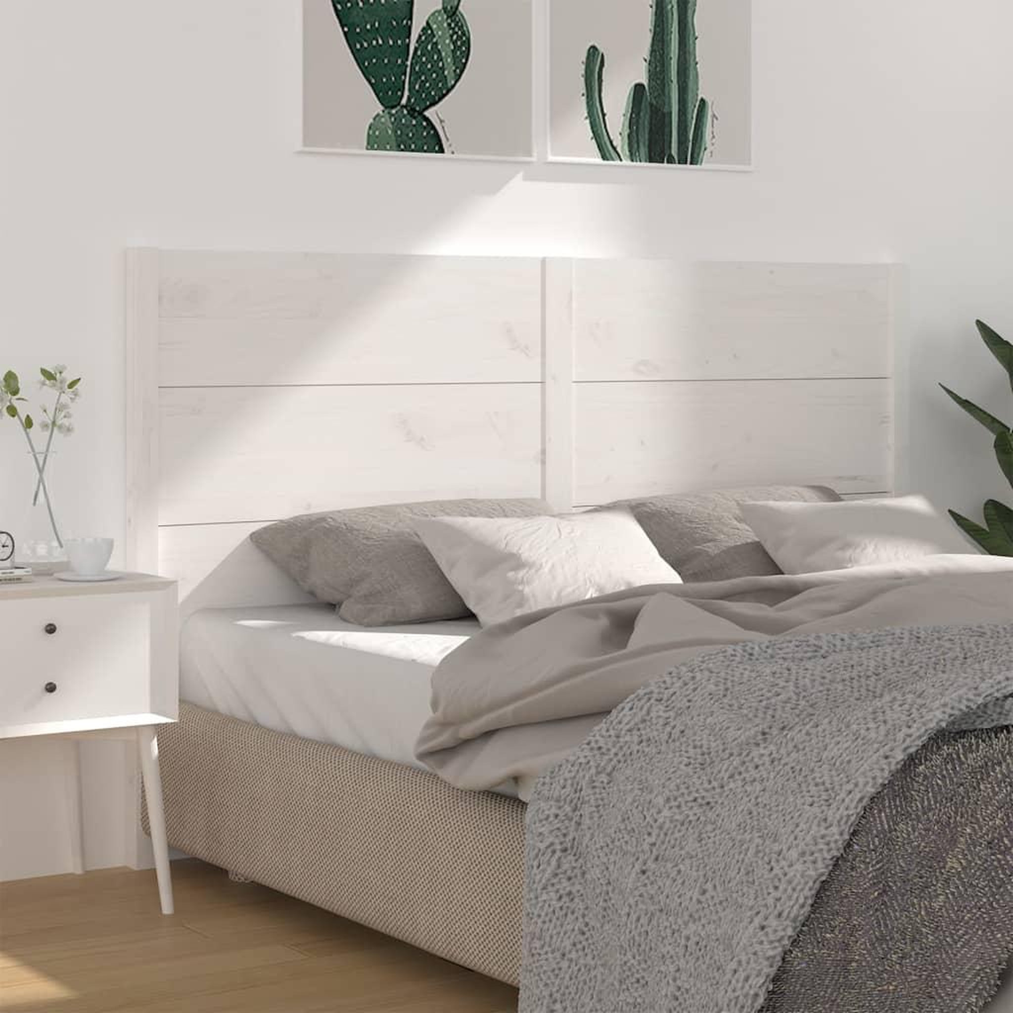 Voir la diapositive 1 : VIDAXL Tete de lit Blanc 146x4x100 cm Bois massif de pin