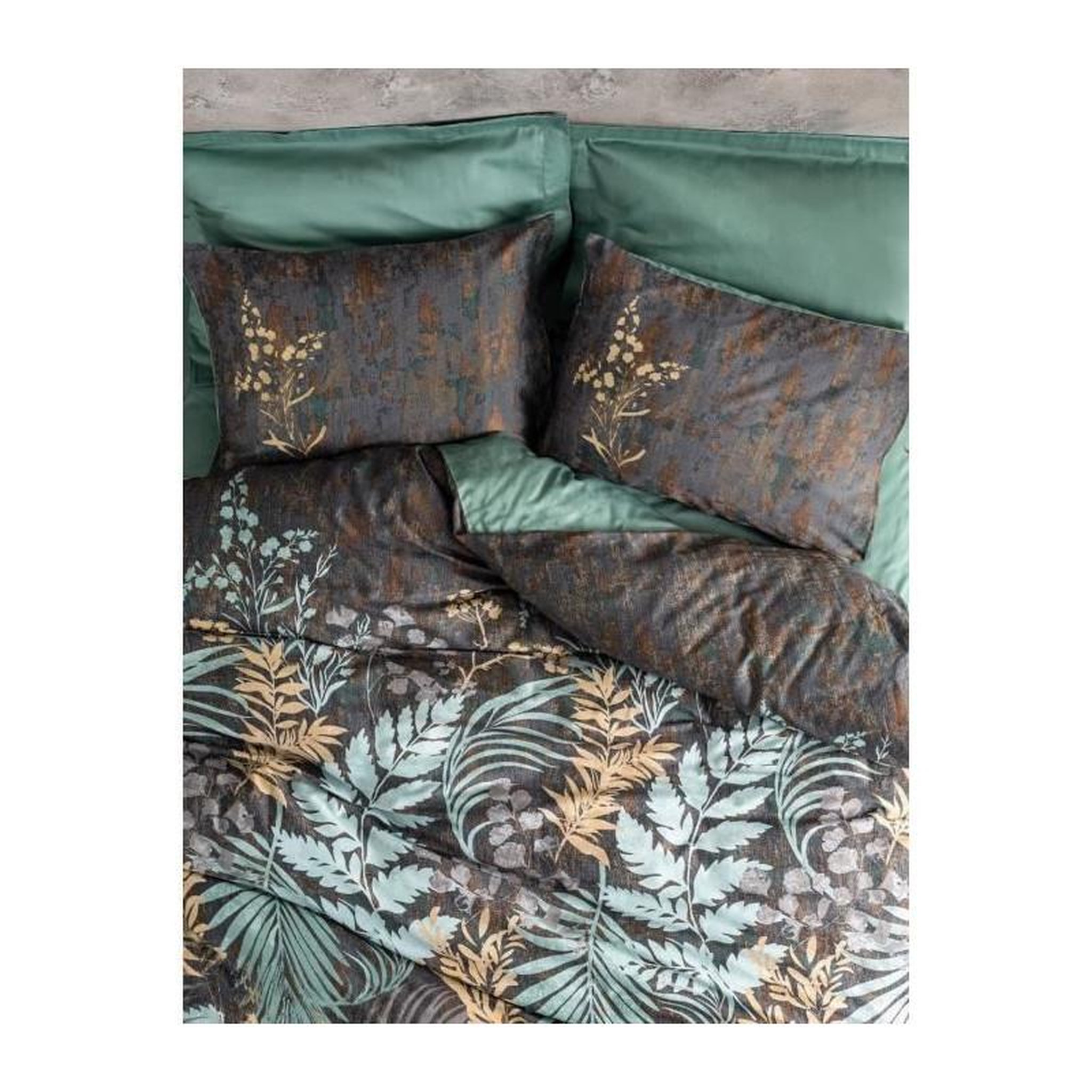 Voir la diapositive 4 : GENERIQUE Parure de lit - 129CTN63944 - 1 housse de couette 220 x 240 cm + 2 taies d'oreiller 60 x 60 cm - Satiné 100% coton - Menthe