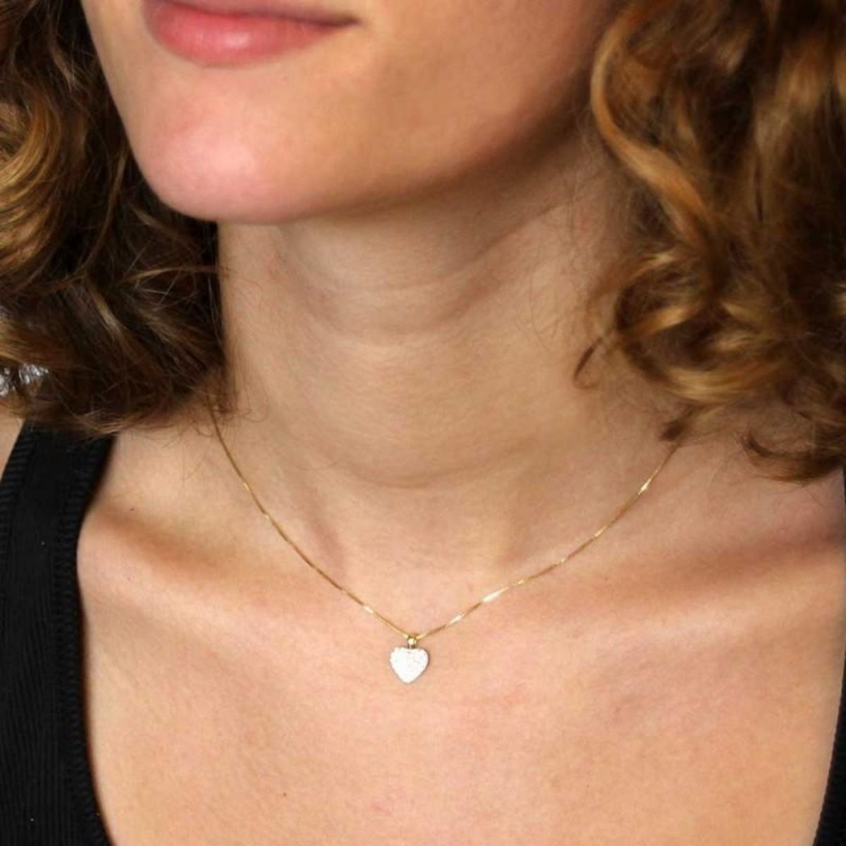 L'ATELIER D'AZUR Collier Femme Or Jaune - Motif Coeur - Pavé de Zirconiums