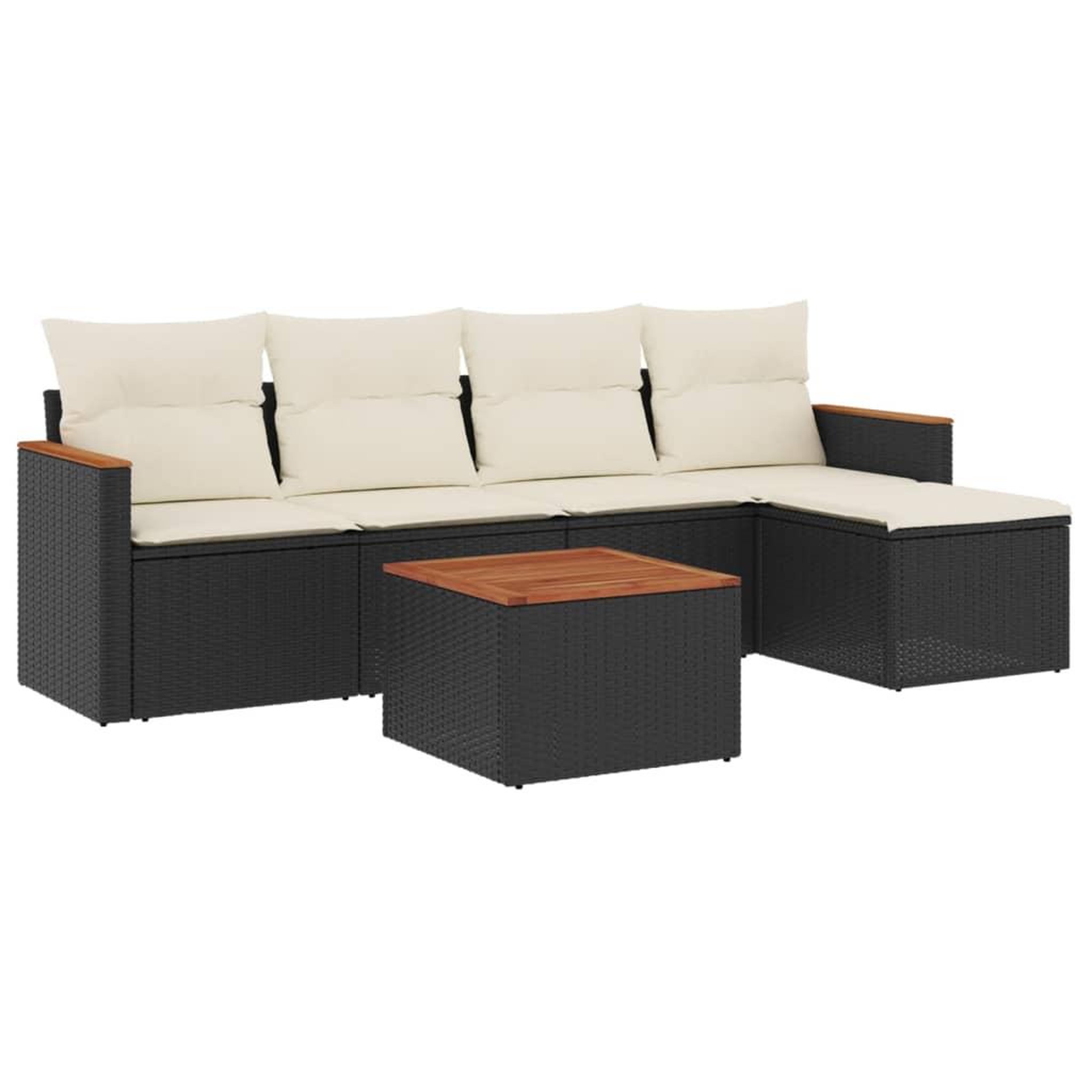 Voir la diapositive 2 : VIDAXL Salon de jardin 6 pcs avec coussins noir resine tressee