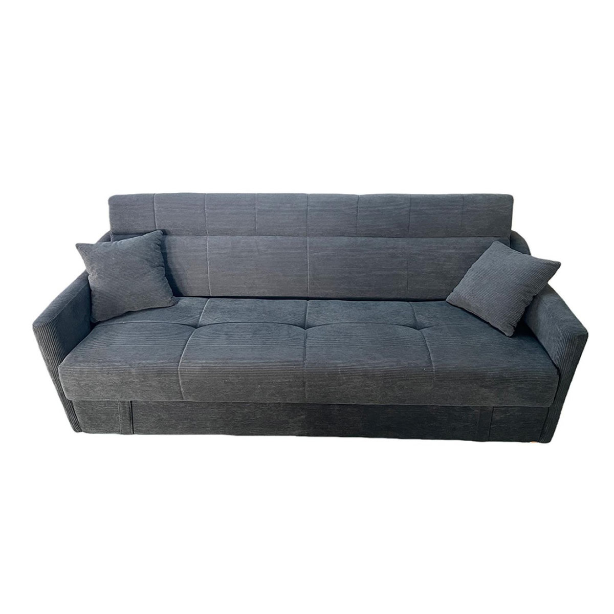 CONCEPT USINE Canapé convertible avec coffre en velours côtelé gris 3 places ADARE