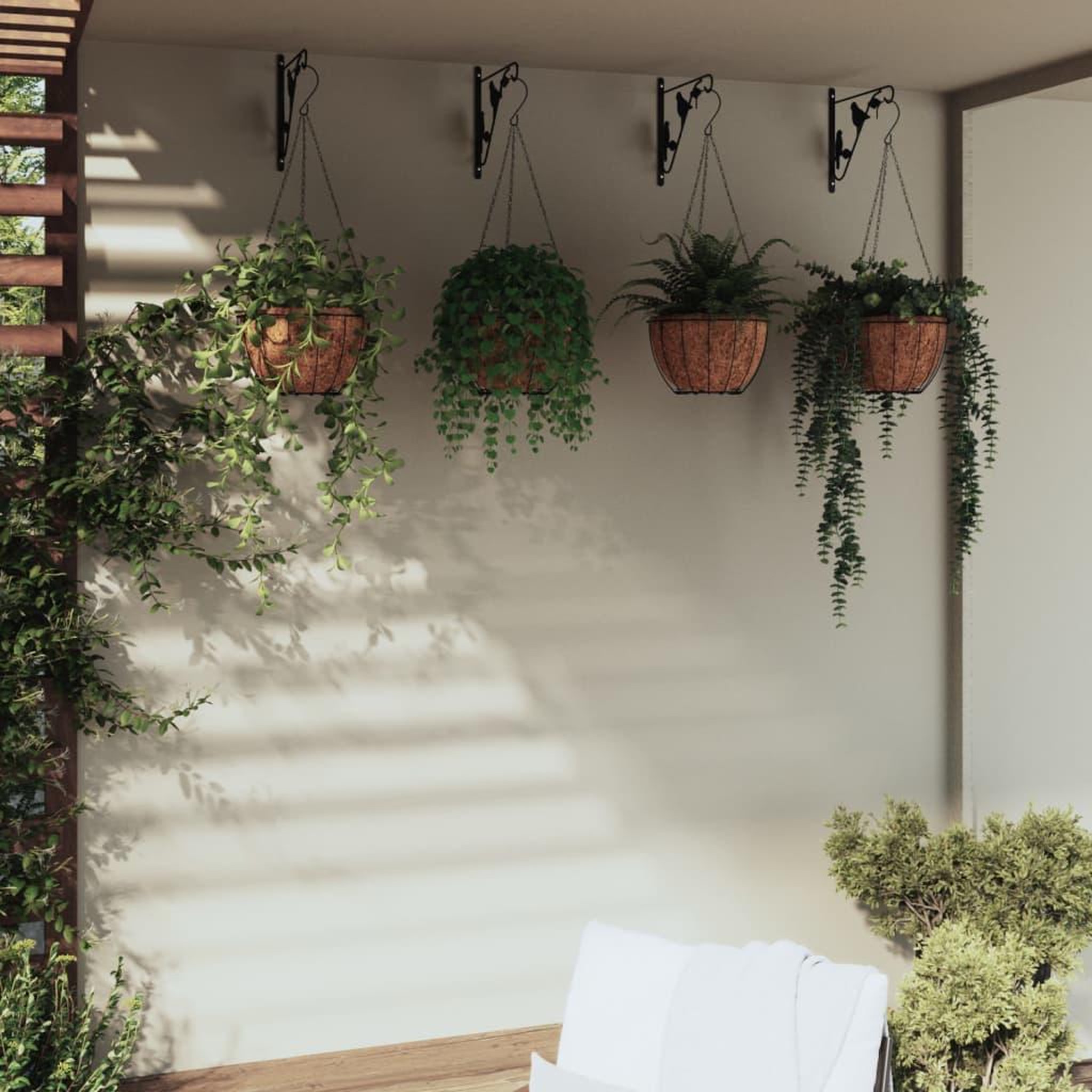 Voir la diapositive 1 : VIDAXL Supports de panier suspendu avec jardinieres 4 pcs noir acier