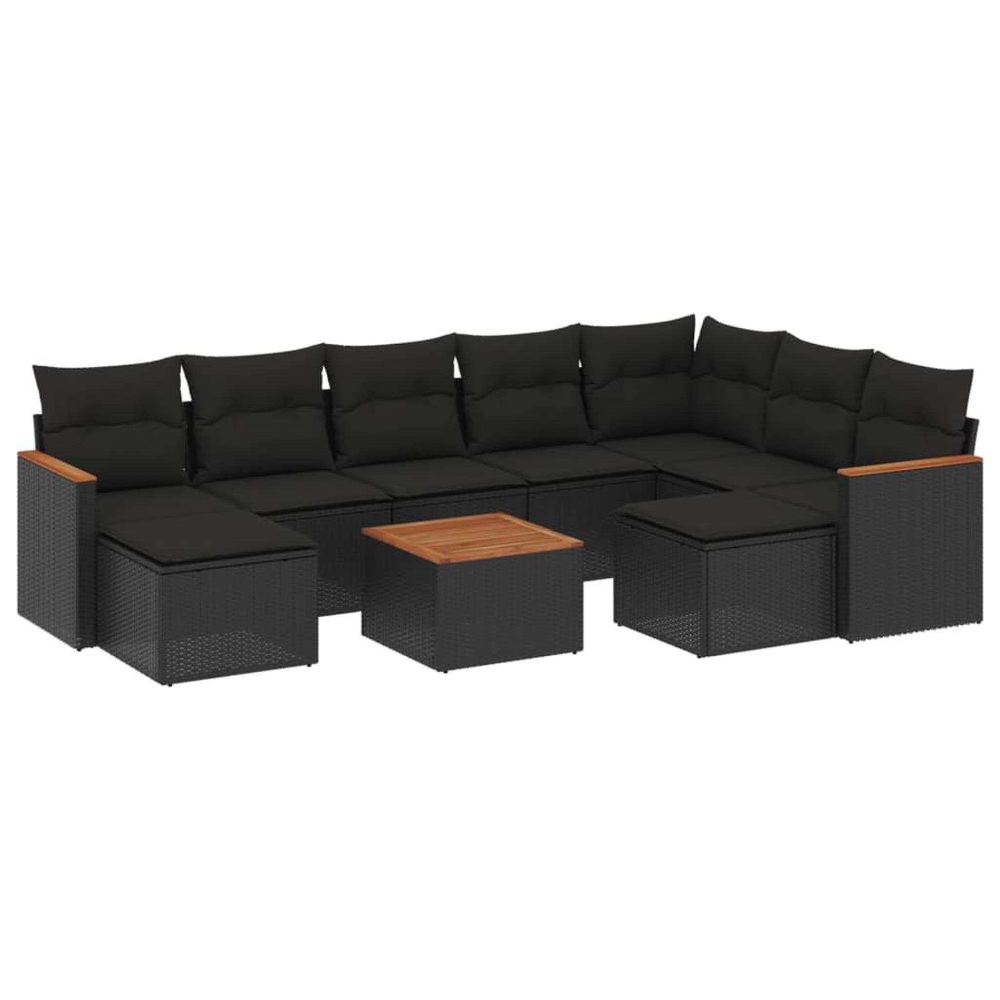 Voir la diapositive 2 : VIDAXL Salon de jardin 10 pcs avec coussins noir resine tressee
