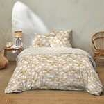 Home collection Parure housse de couette 100% flanelle de coton soryne. Coloris disponibles : Beige