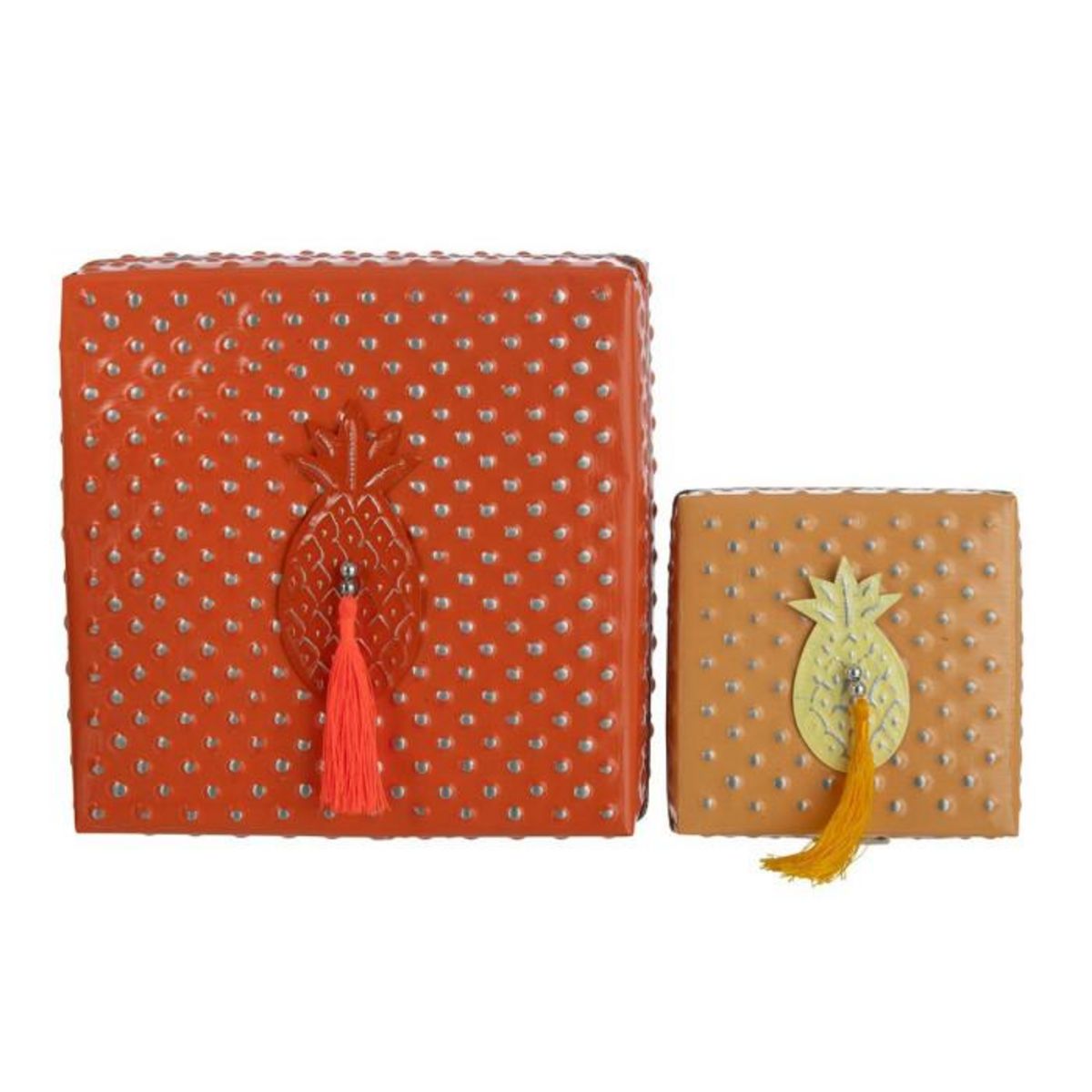 Paris Prix Lot de 2 Boîtes en Métal  Gigognes  25cm Orange