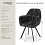 Voir la diapositive 6 : tectake Fauteuil pivotant en velours avec accoudoirs rembourré avec motif matelassé noir Lot de 6