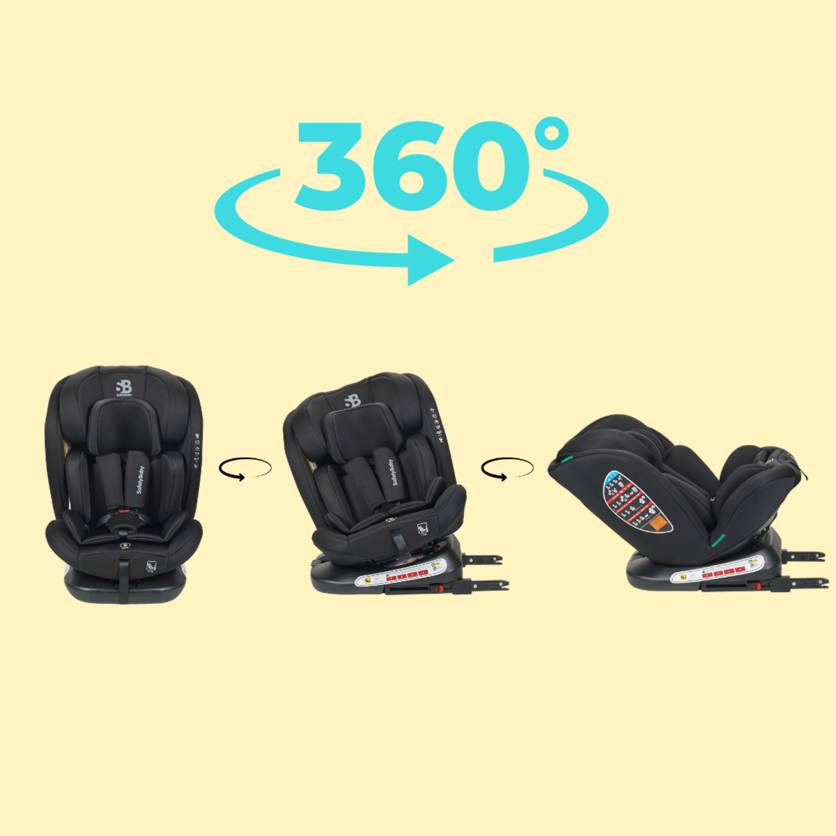 NANIA Safety baby - Siège auto Xenon Pivotant 360° I-Size 40-150 cm - Evolutif dès la naissance jusqu'à 12 ans environ - Groupe 0+/1/2/3 - Fixations isofix - Protections latérales
