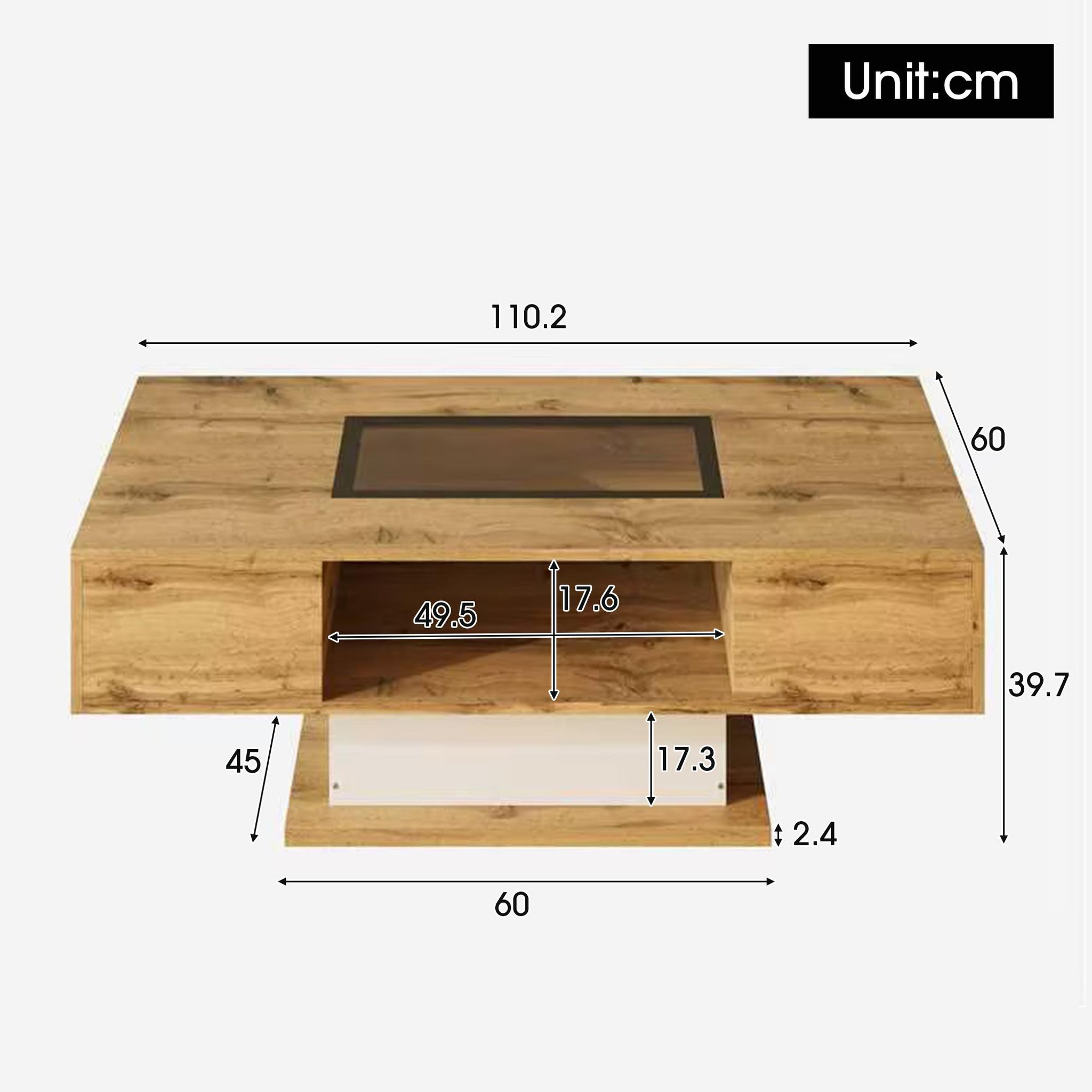 Voir la diapositive 4 : MERAX Table Basse Avec 2 Tiroirs, 1 Nich Et LED