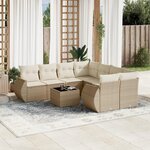 VIDAXL Salon de jardin avec coussins 9 pcs beige resine tressee