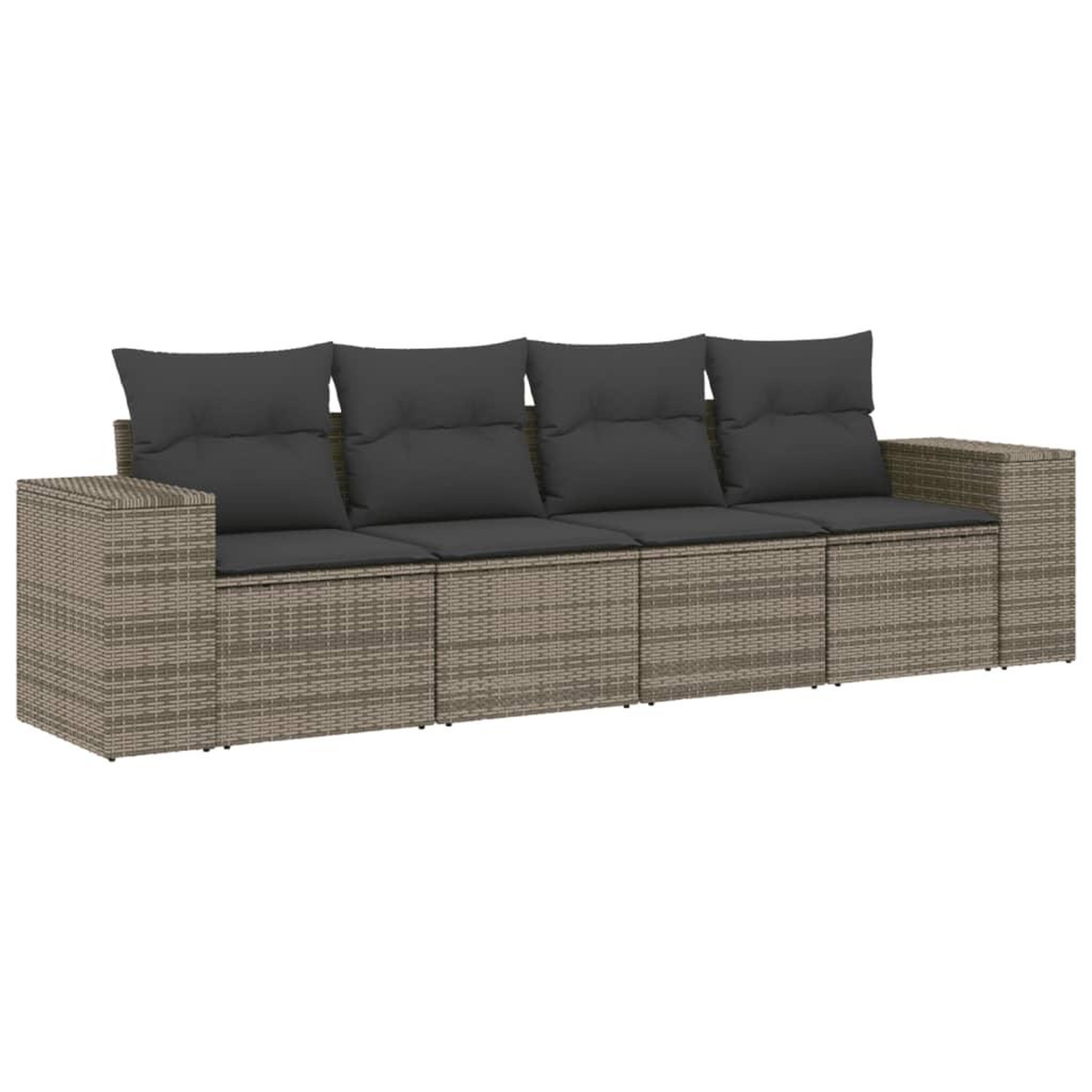 Voir la diapositive 2 : VIDAXL Salon de jardin 4 pcs avec coussins gris resine tressee
