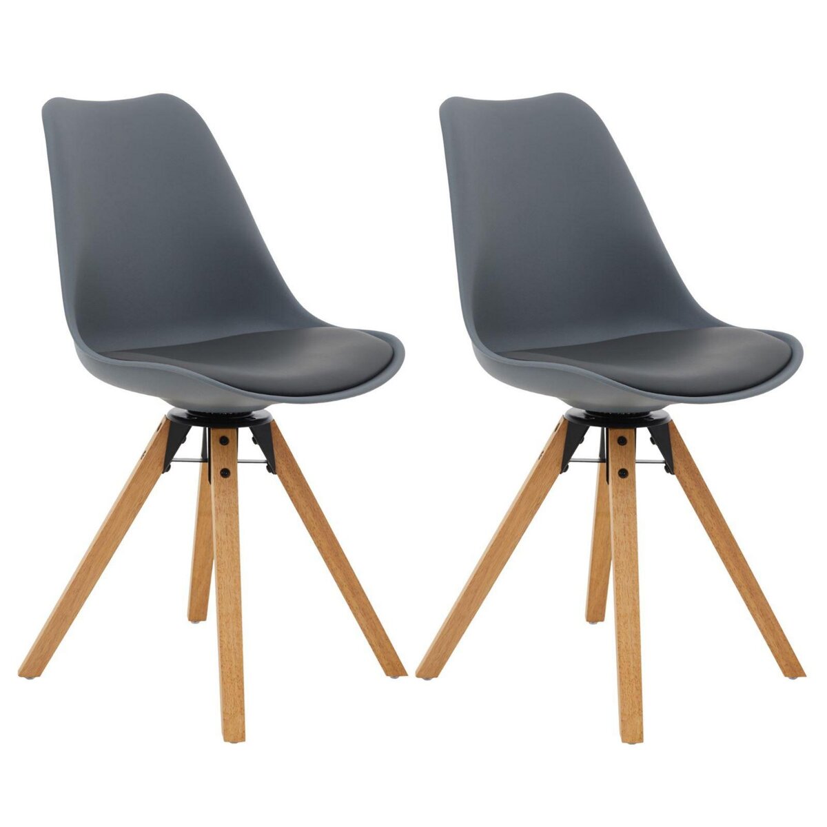 IDIMEX Lot de 2 chaises pivotantes BOLIVIA, style scandinave, synthétique et bois