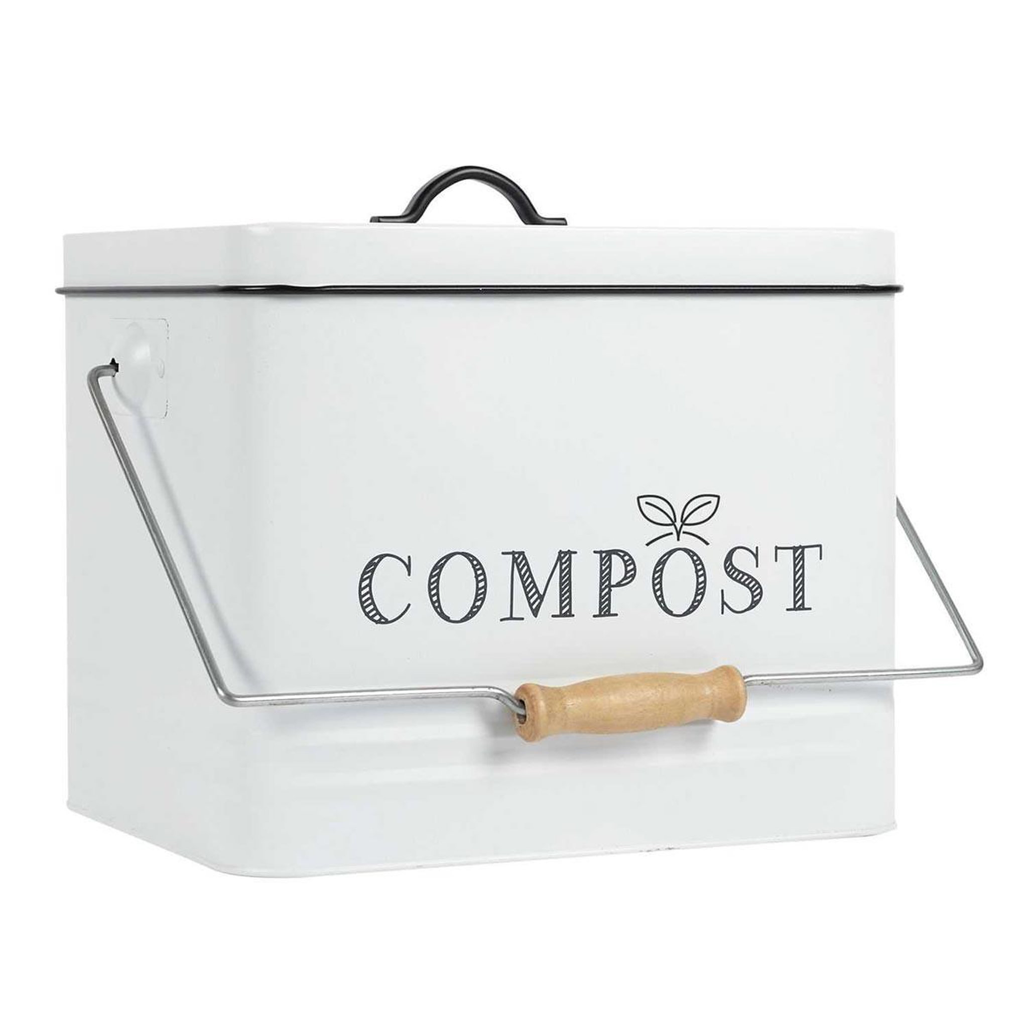 Je cherche une idee Poubelle en métal  compost  10l blanc