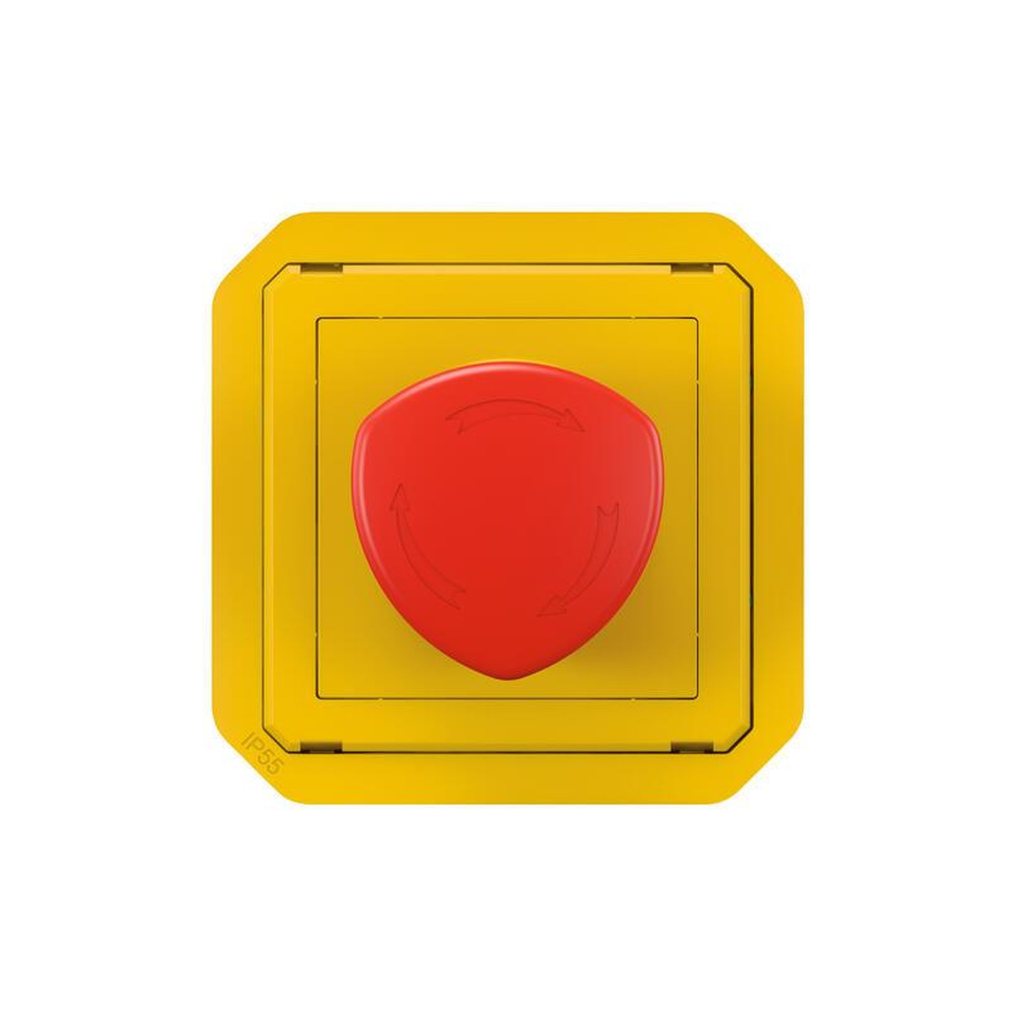 Voir la diapositive 2 : Legrand Coup de poing d urgence poussoir déverrouillage 1 4 tour étanche PLEXO avec enjoliveur jaune et bouton rouge LEGRAND 069549L
