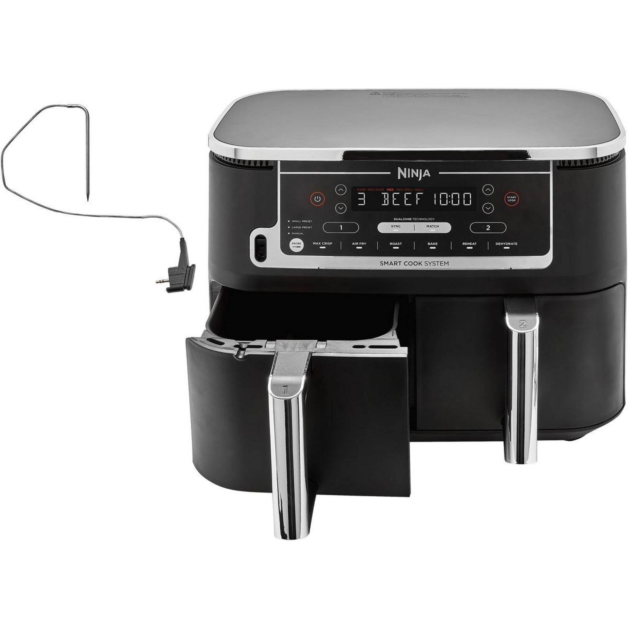 Voir la diapositive 3 : NINJA Friteuse sans huile Foodi DualZone 9,6l  AF451EU avec sonde