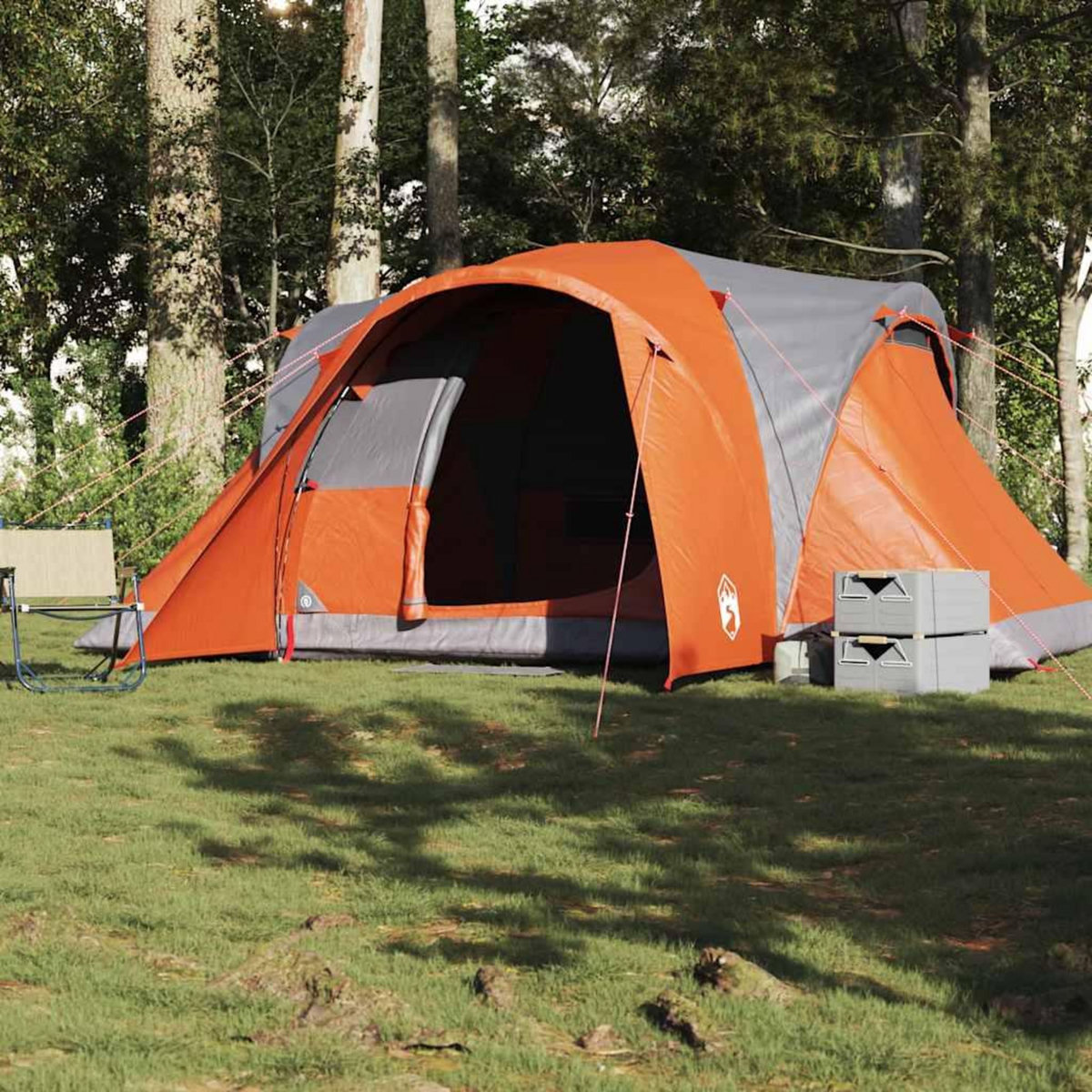 VIDAXL Tente familiale a dome 6 personnes gris et orange impermeable