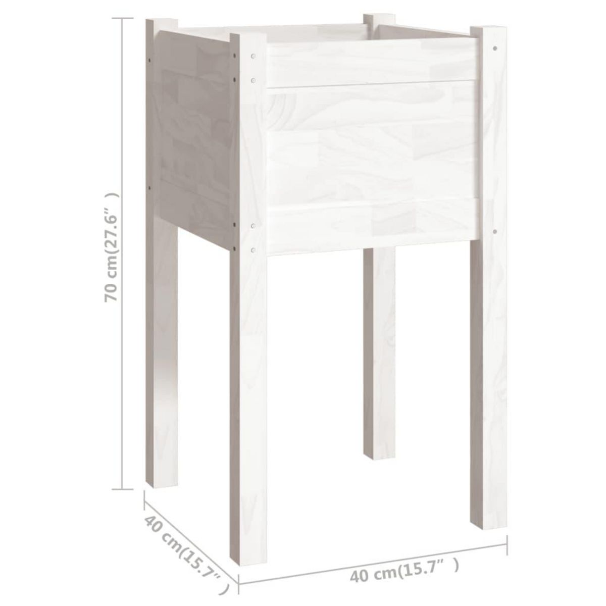 VIDAXL Jardiniere d'exterieur Blanc 40x40x70 cm Bois de pin massif
