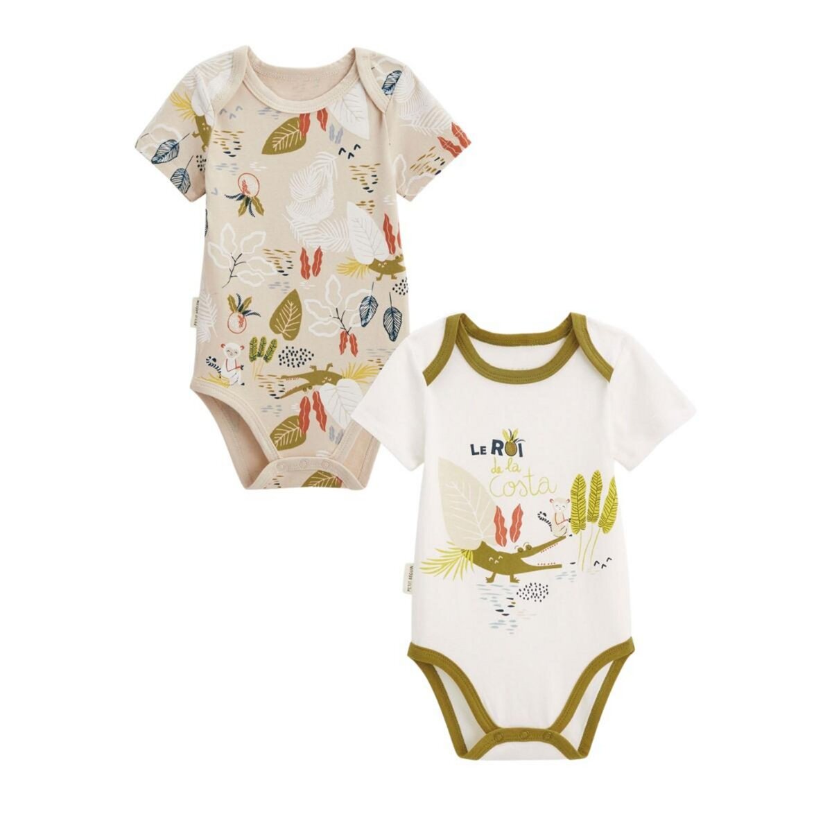 Petit Béguin Lot de 2 bodies bébé manches courtes Costa