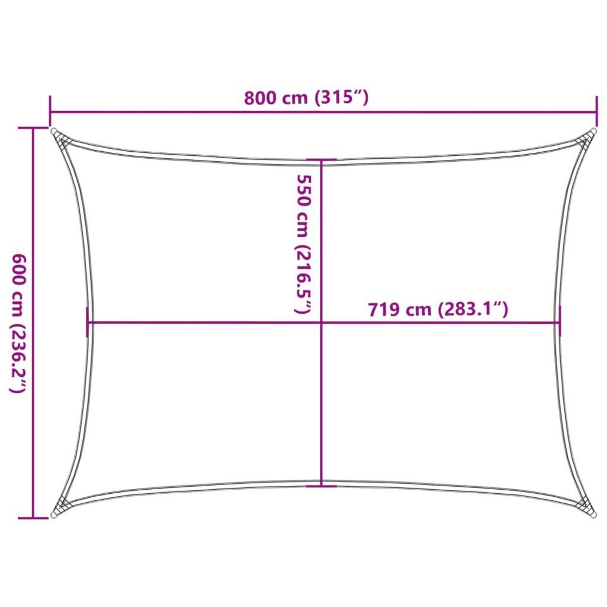 VIDAXL Voile d'ombrage 160 g/m^2 Creme 6x8 m PEHD