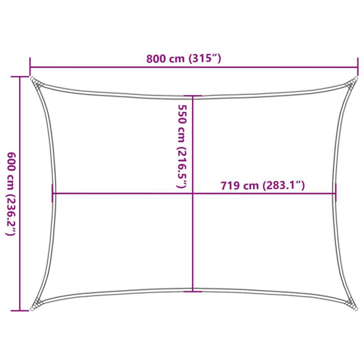 VIDAXL Voile d'ombrage 160 g/m^2 Creme 6x8 m PEHD