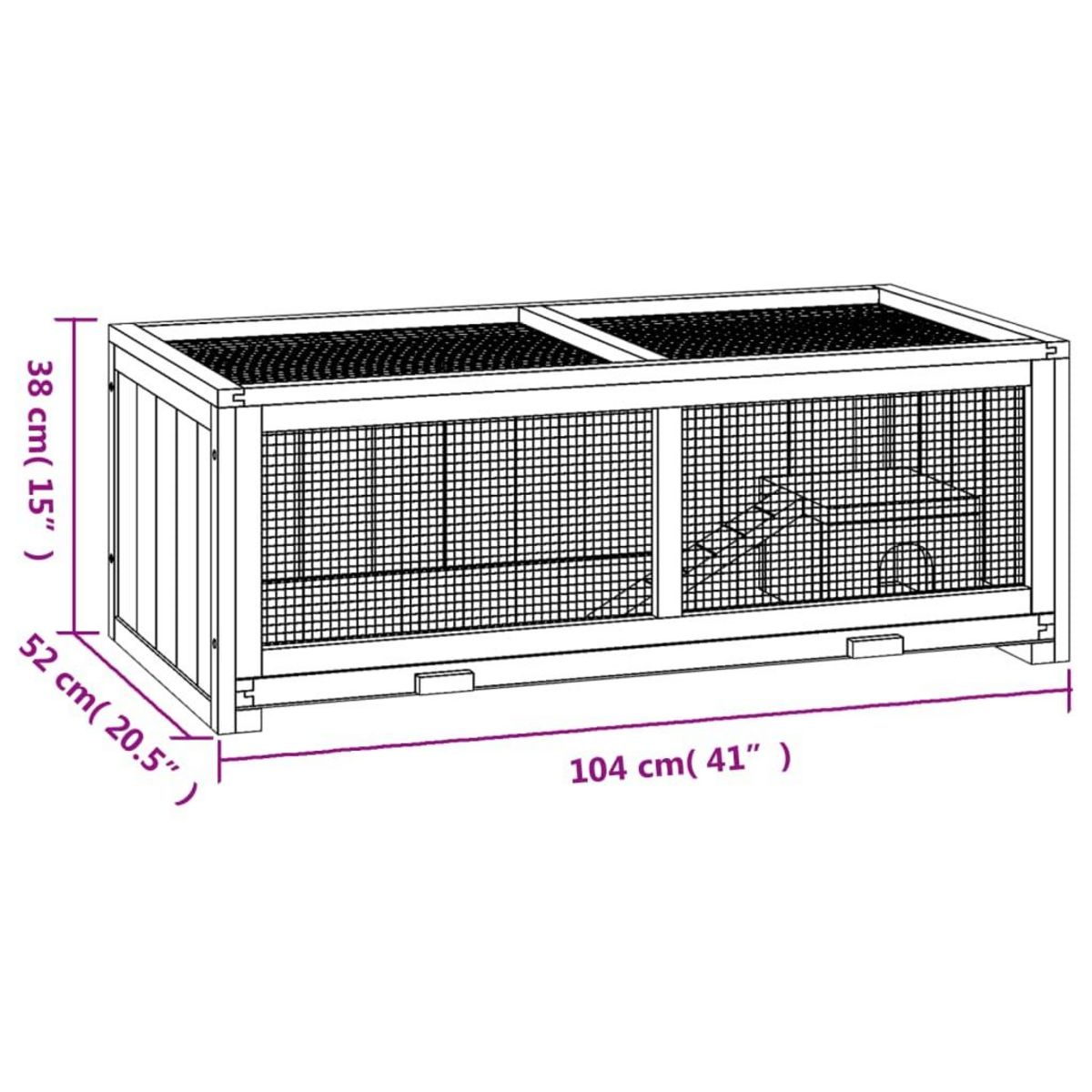 VIDAXL Cage a hamster 104x52x38 cm bois massif de sapin
