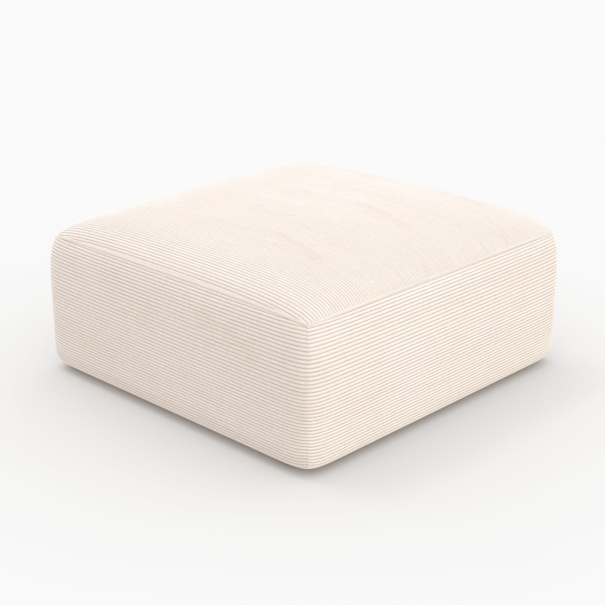 MAISON PAVANE Pouf carré pour canapé modulable en velours blanc cassé-mina