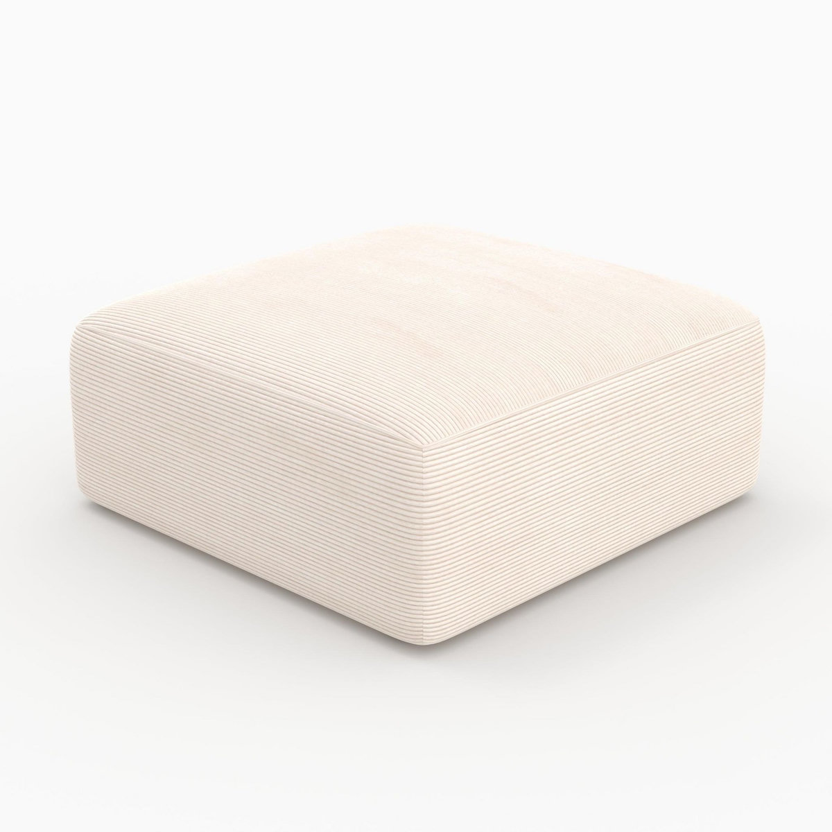 Rendez vous déco Pouf carré pour canapé modulable en velours blanc cassé-Mina