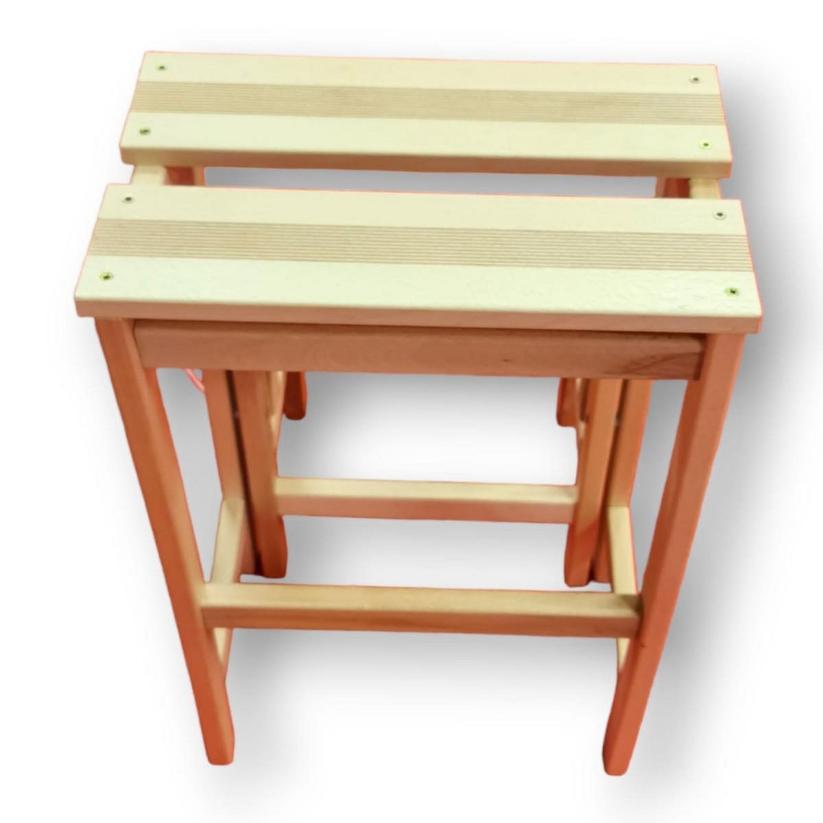 INTEC Escabeau Tabouret Marchepied 3 marches pliantes Bois massif 2en1